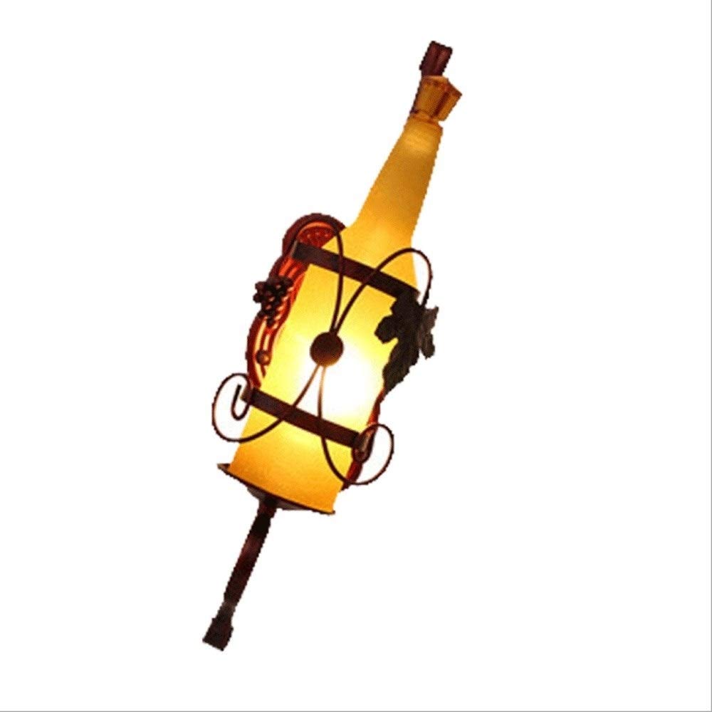 Modern Wall Sconce Lamp - Bedroom Night Light with Iron Frame, Wine Bottle Design for Coffee Bar & Wedding Decor (E27 Bulb) | Perfect for Bedside Lighting, Aisle Decor & Romantic Ambiance
