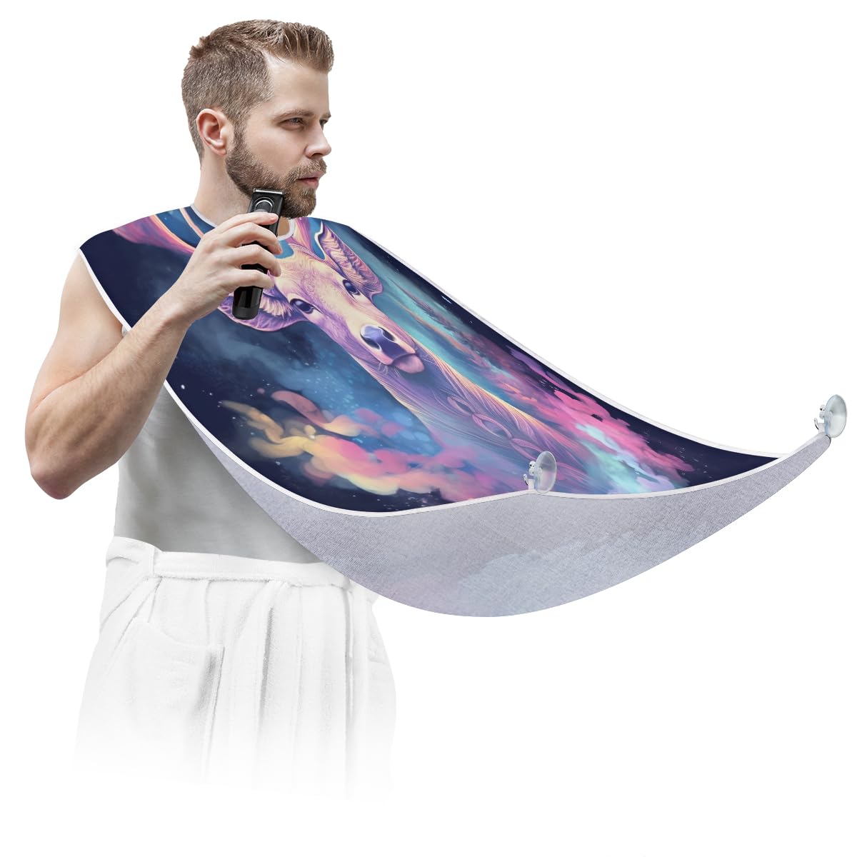 Deer Smoke Floating Beard Shaving Bib for Men - Waterproof Hair Dye Apron & Makeup Cape for Barbers & Stylists - Sink Hair Catcher & Beard Trimming Accessory - Perfect for Salon, Home Grooming & DIY Haircuts