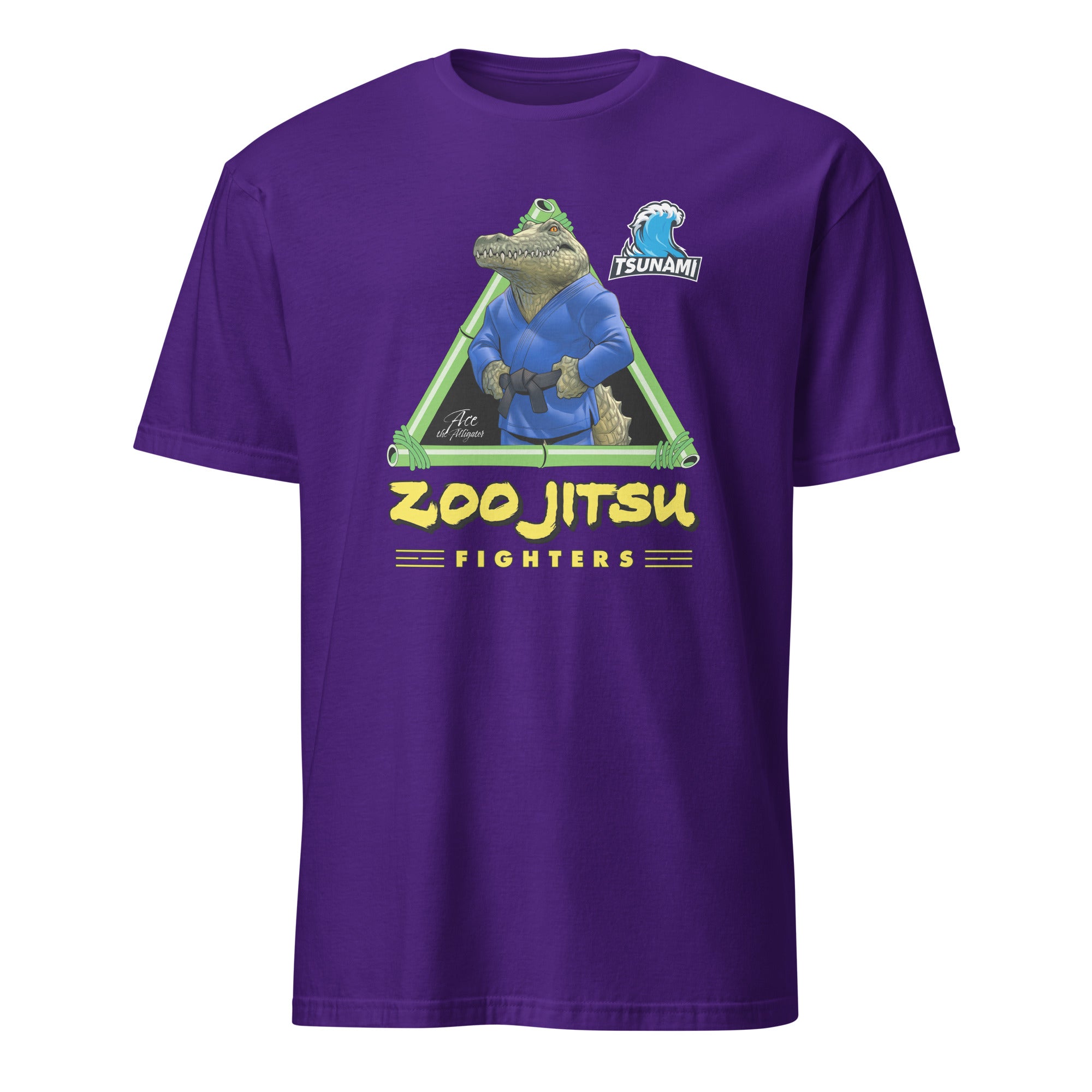 Zoo Jitsu Fighters Alligator Print Unisex Short Sleeve T-Shirt - Funny Animal Martial Arts Graphic Tee for Men & Women - Perfect for Gym, Casual Wear & Gifts