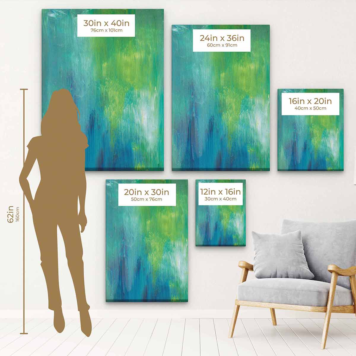 Blue Abstract Wall Art Canvas Print - Modern Home Decor for Living Room, Bedroom & Office | 0032
