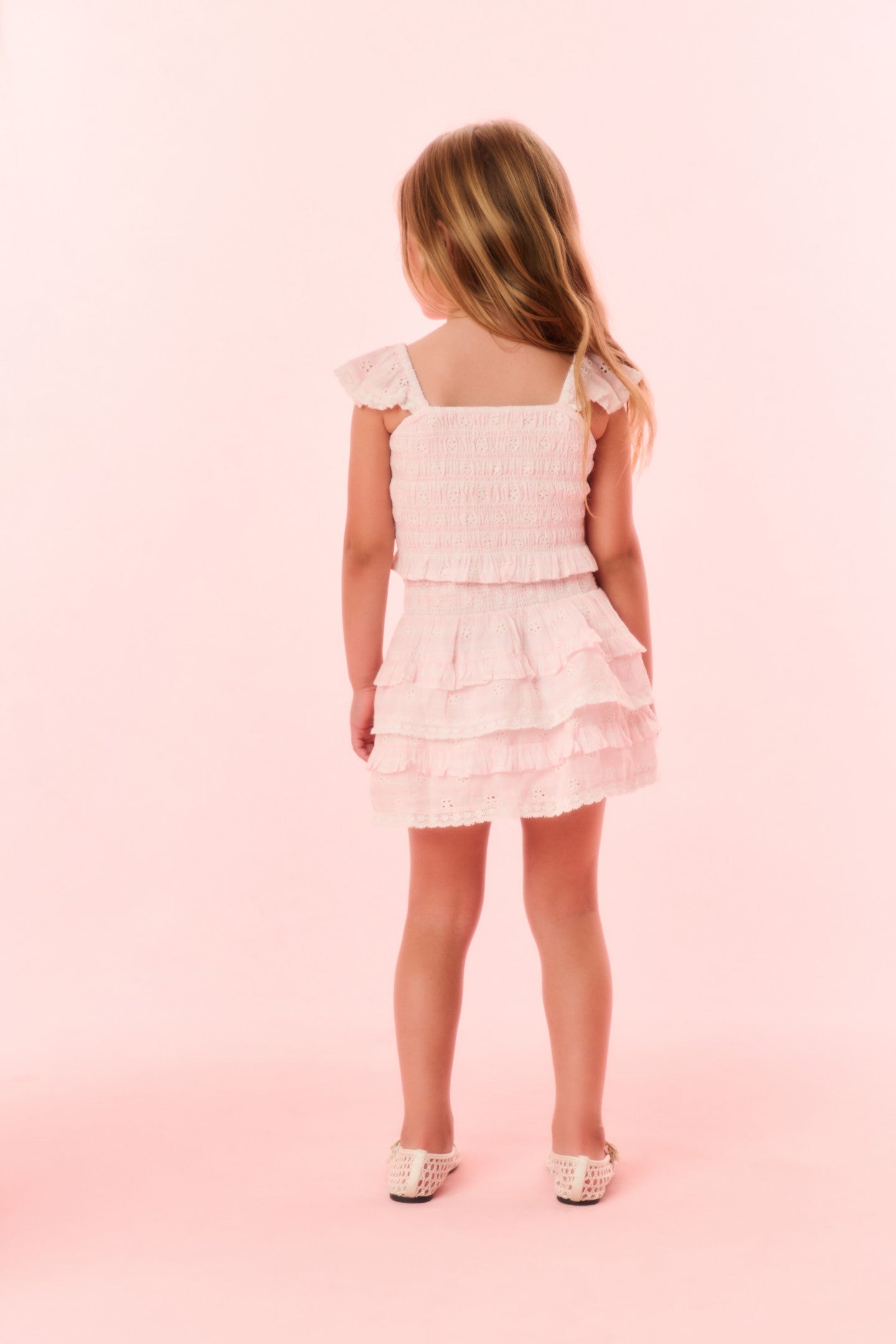 Girls Billie Eyelet Gingham Skirt - Cute Floral Print Summer Dress for Kids | Perfect for School, Parties & Family Outings