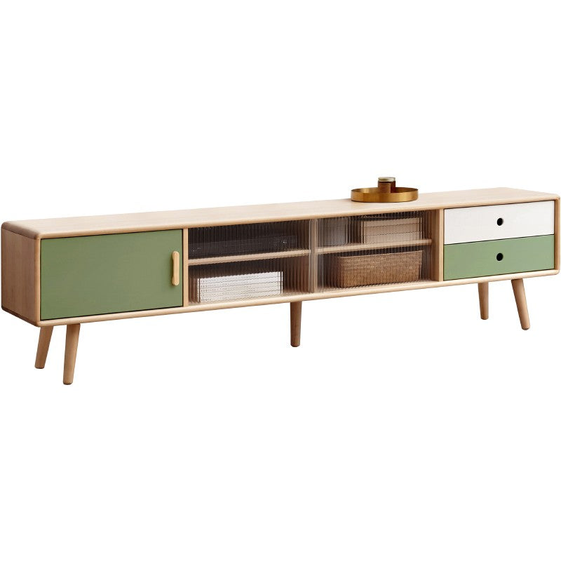 Solid Beech Wood TV Stand - Rustic Forest Style Media Console for Living Room, Bedroom & Home Theater