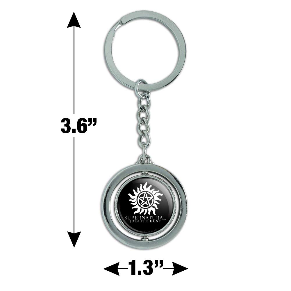 Supernatural Anti Possession Symbol Keychain - Spinning Round Chrome Plated Metal Charm for Car Keys, Backpacks & Gifts | Supernatural TV Show Merchandise & Gothic Jewelry