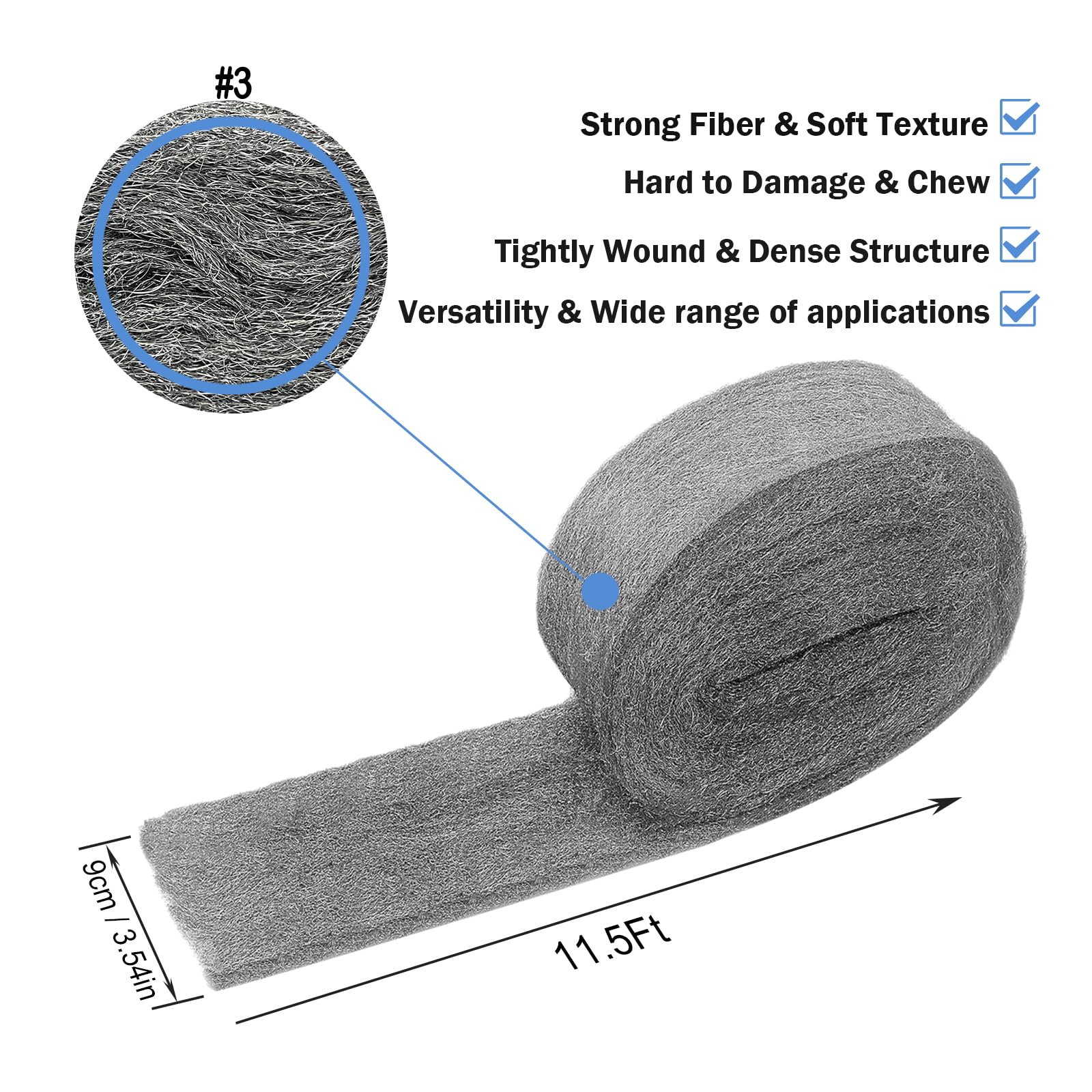 Premium Steel Wool for Rust Removal & Polishing - 3# Coarse Grade (2-Pack) - Ideal for Automotive Parts, Chrome Wheels, Floor Scuffs & Stubborn Stains - Includes Protective Gloves - Perfect for DIY Car Detailing & Home Cleaning Projects