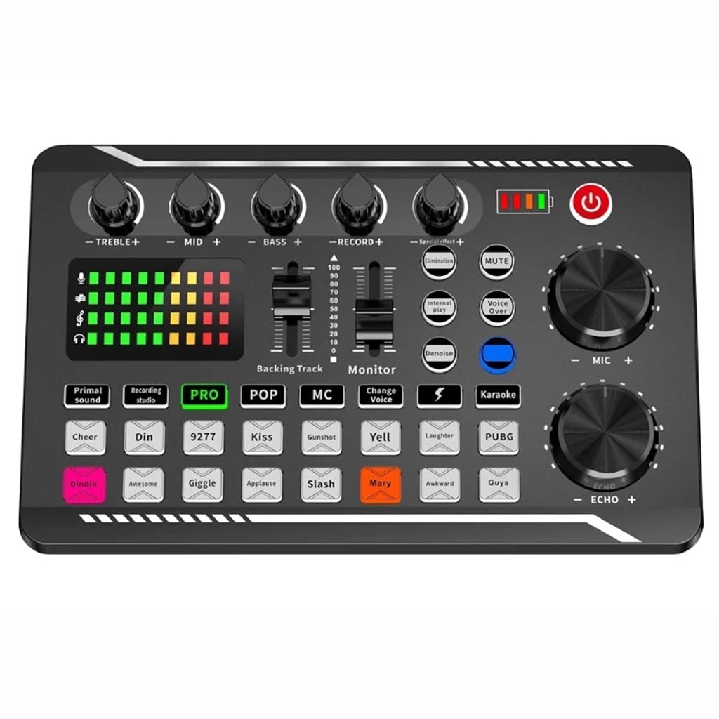 TWDYC F998 Audio Mixer Console - 3.5mm Microphone Sound Card with Amplifier for PC, Phone, Live Streaming & Podcasting | Professional Audio Mixing for Home Studio, Karaoke & Gaming
