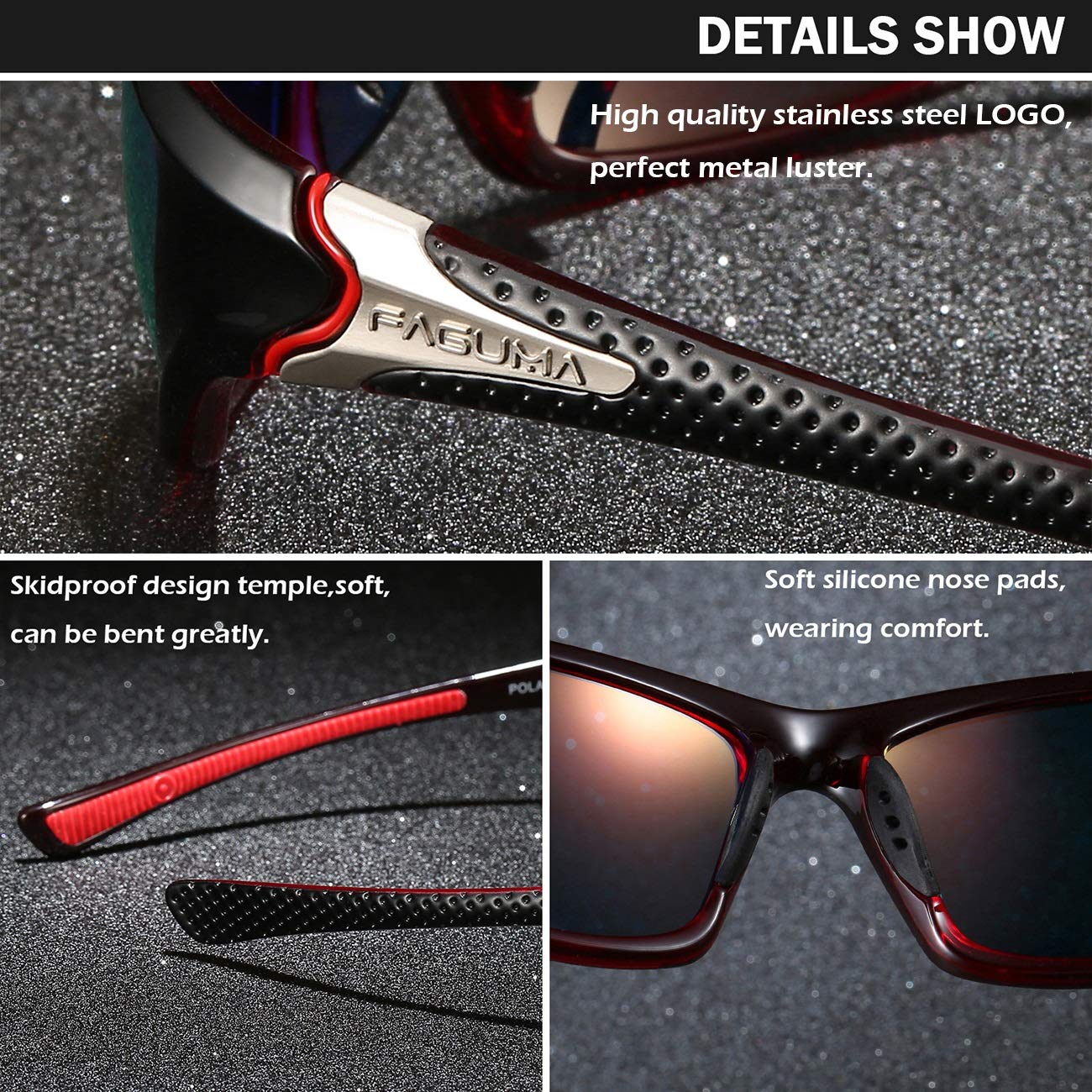 FAGUMA Polarized Sports Sunglasses for Men - UV400 Protection for Cycling, Driving & Fishing - Lightweight & Durable for Outdoor Activities