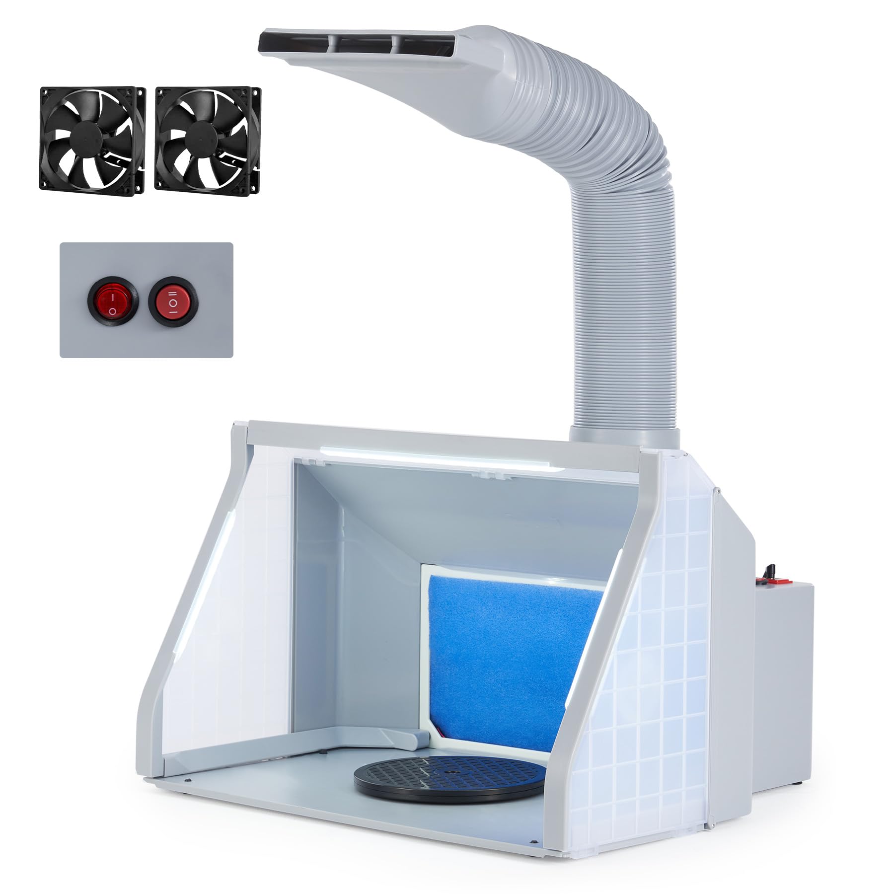 CO-Z Professional Airbrush Spray Booth with Dual Fans & 3 LED Lights - Portable Paint Spray Booth for Hobbyists, 2-Speed Fan with Exhaust Hose - Perfect for Model Painting, Craft Projects & DIY Artwork (Ideal for Home Studios & Small Workshops)