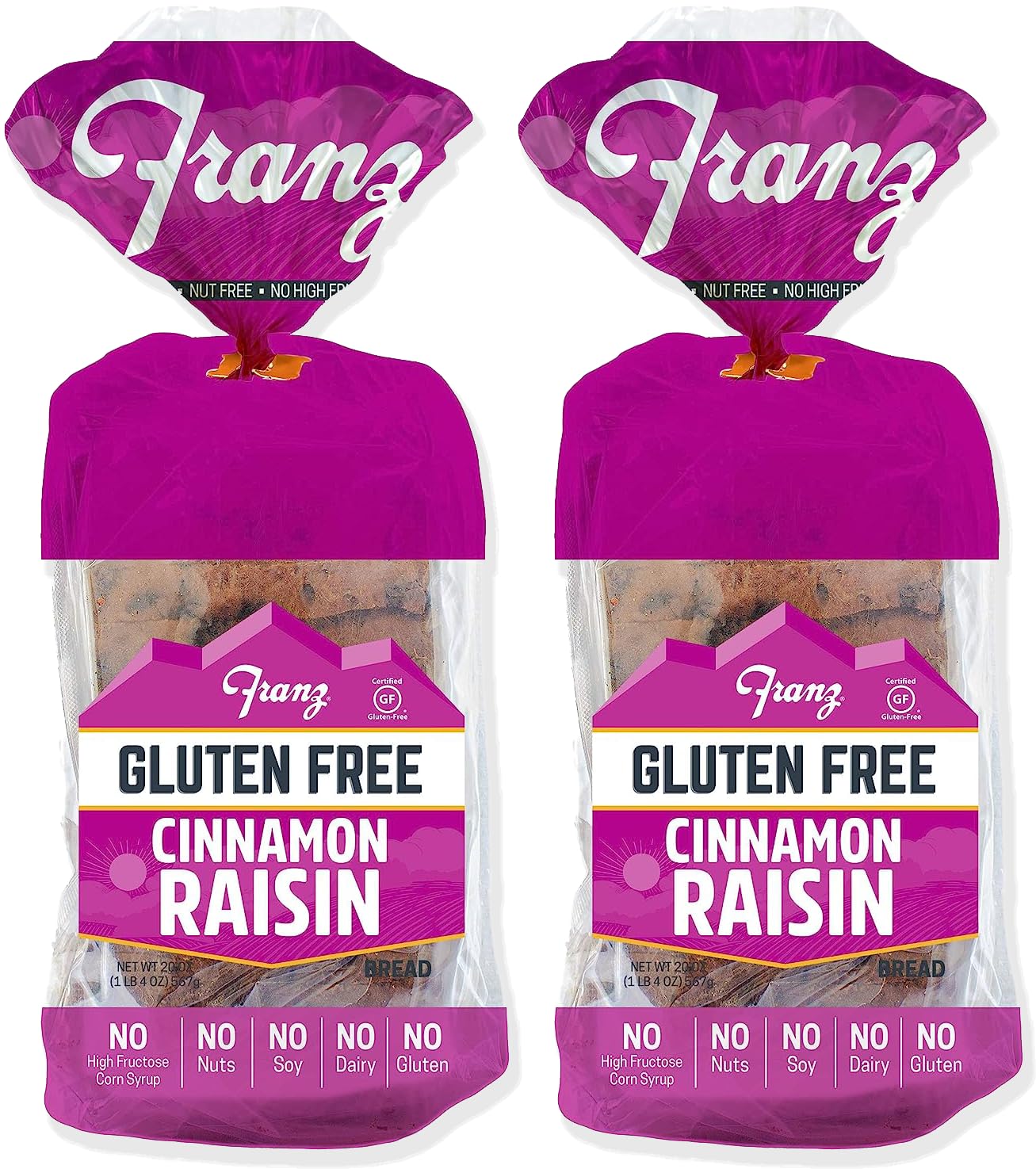 Franz Bakery Gluten Free Raisin Bread - 2 Pack (2 x 20oz) | Healthy Breakfast & Snack | Perfect for Celiac Diet, Vegan Lifestyle & Allergy-Friendly Baking
