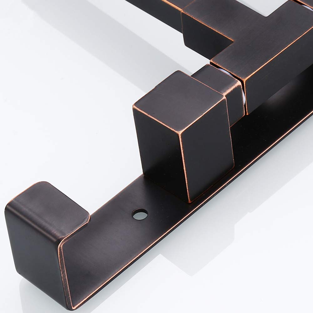 Oil Rubbed Bronze Swing Out Towel Rack - 3-Arm Wall Mounted Bathroom Towel Holder with Hooks | Space-Saving Design for Small Bathrooms & Powder Rooms