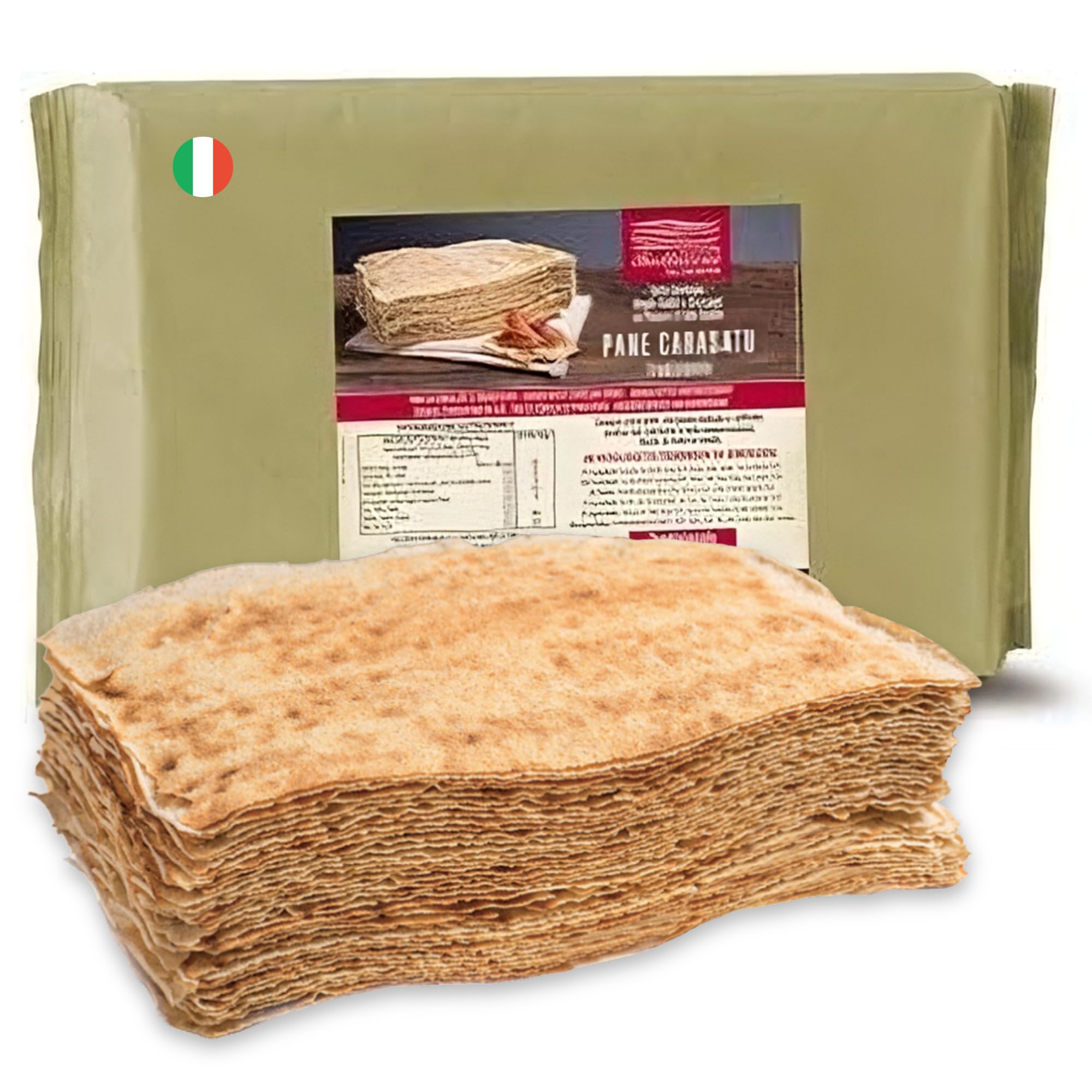 Authentic Sardinian Pane Carasau - Traditional Italian Carasau Bread from Sardinia | Crispy Flatbread Made in Italy (2-Pack, 14.1oz/400g) - Perfect for Appetizers, Charcuterie Boards & Mediterranean Cuisine