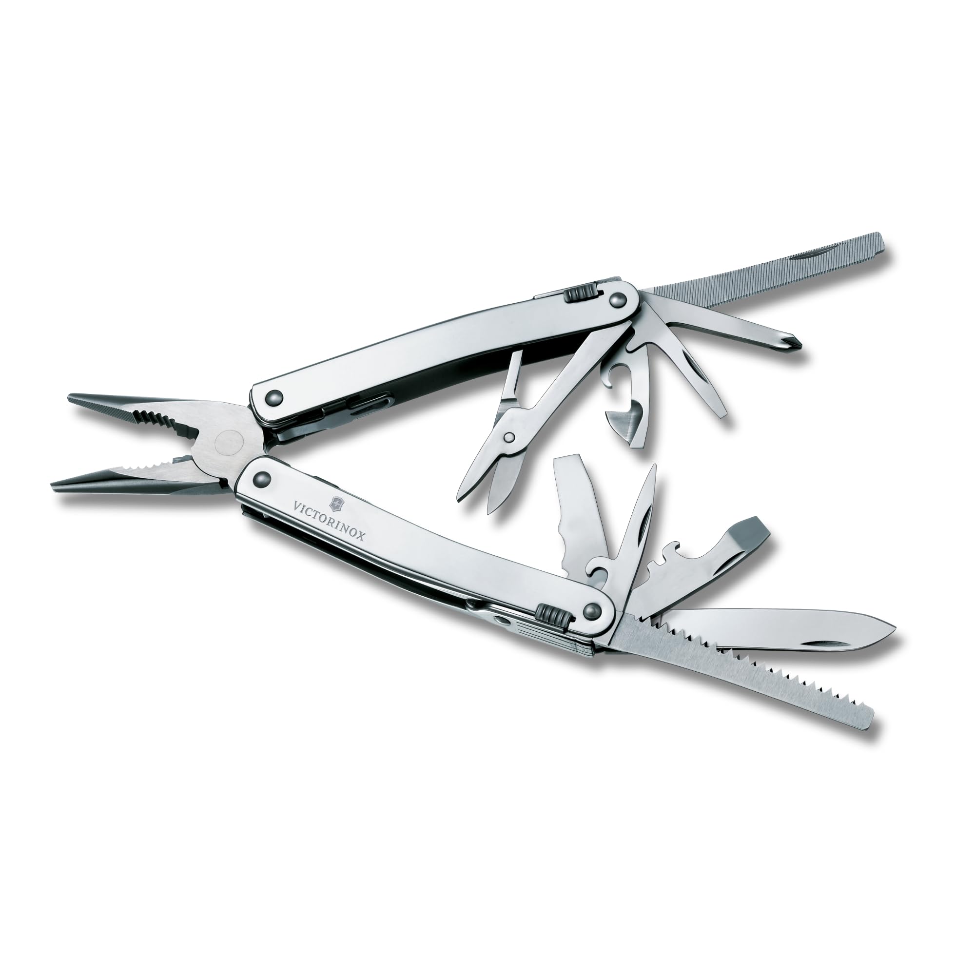 Victorinox Swiss Tool Spirit X Multitool - 24 Functions with Locking Blade & Combination Pliers, Includes Leather Case (Silver) - Perfect for Camping, Hiking, and Everyday Carry