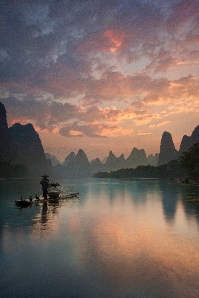 36x54 Lijiang River Scenic Travel Poster - Guangxi Zhuang China Landscape Giclee Art Print for Home & Office Wall Decor | Perfect for Living Room, Bedroom, or Gift