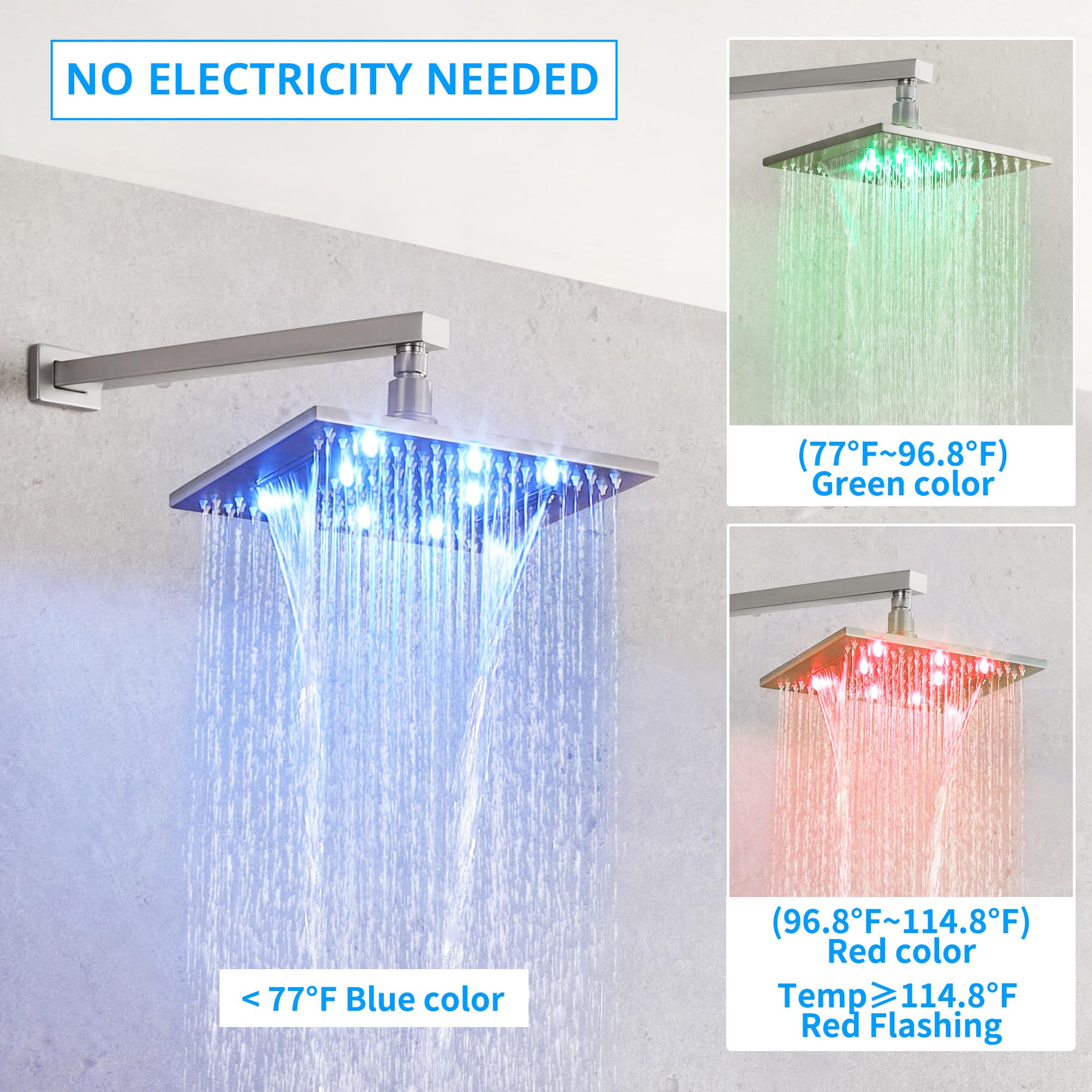 SKOWLL Rainfall Shower System with Handheld Shower Head - 10 Inch Solid Brass Pressure Balancing Mixer Valve, Wall Mounted Shower Combo in Brushed Nickel - Perfect for Luxurious Spa-Like Bathroom Experience & Water-Saving Home Upgrade