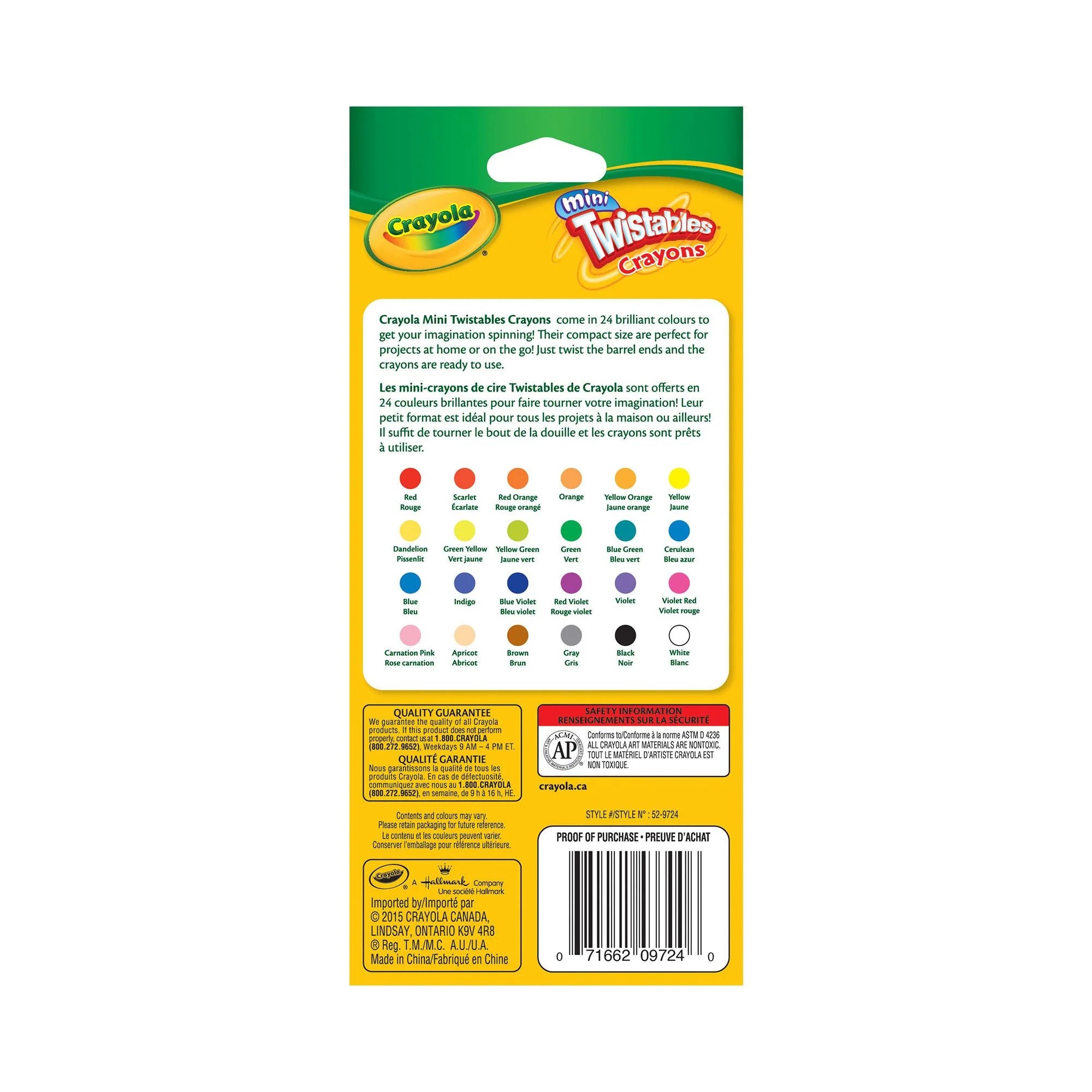 Crayola Mini Twistables Crayons 24 Pack - Non-Toxic, Washable Art Supplies for Kids - Perfect for Travel, School & Home Coloring Activities