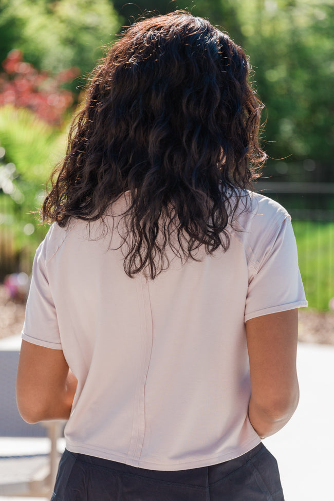 One Step Ahead Taupe Cropped Tee | Women's Casual Short Sleeve Shirt | Perfect for Summer Outfits & Layering