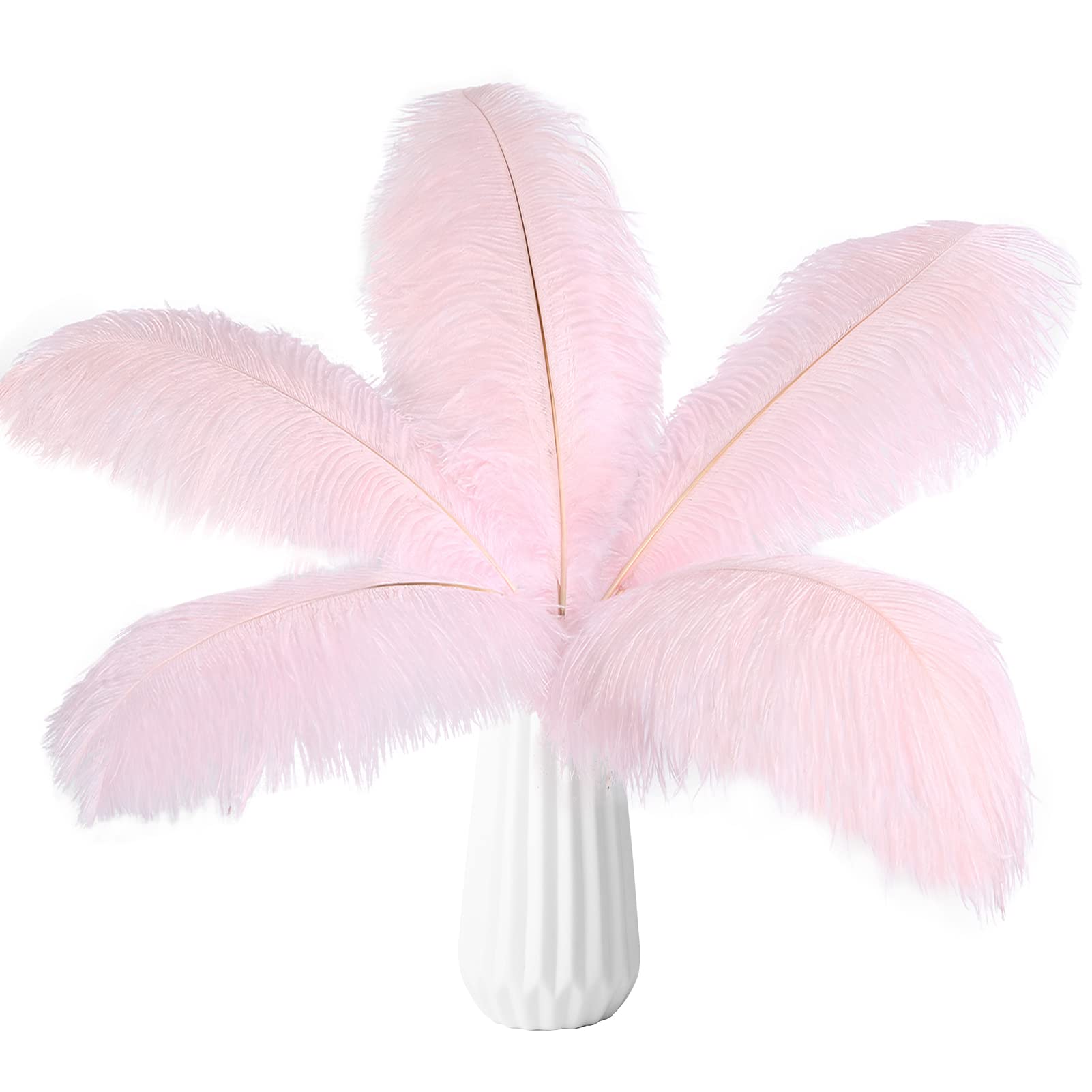 100PCS Natural Pink Ostrich Feathers 20-22 Inch (50-55cm) Bulk for Wedding Centerpieces, Party Decor, Easter Arrangements, Gatsby Theme & Home Decoration - DIY Craft Supplies for Floral Displays, Table Settings and Event Styling