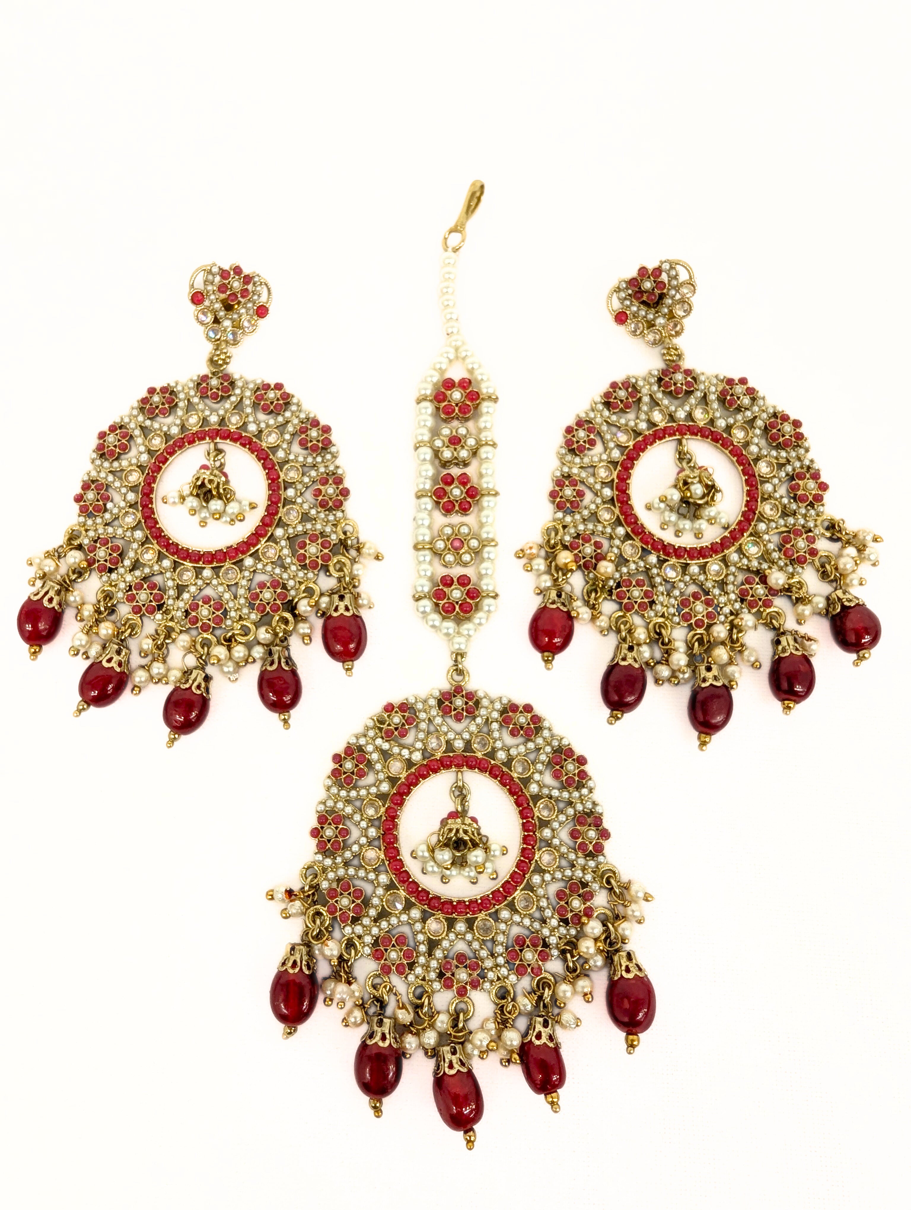 ISHA STONE Earrings and Tikka Set - Handmade Indian Jewelry for Women, Boho Ethnic Accessories | Perfect for Weddings, Festivals & Cultural Events
