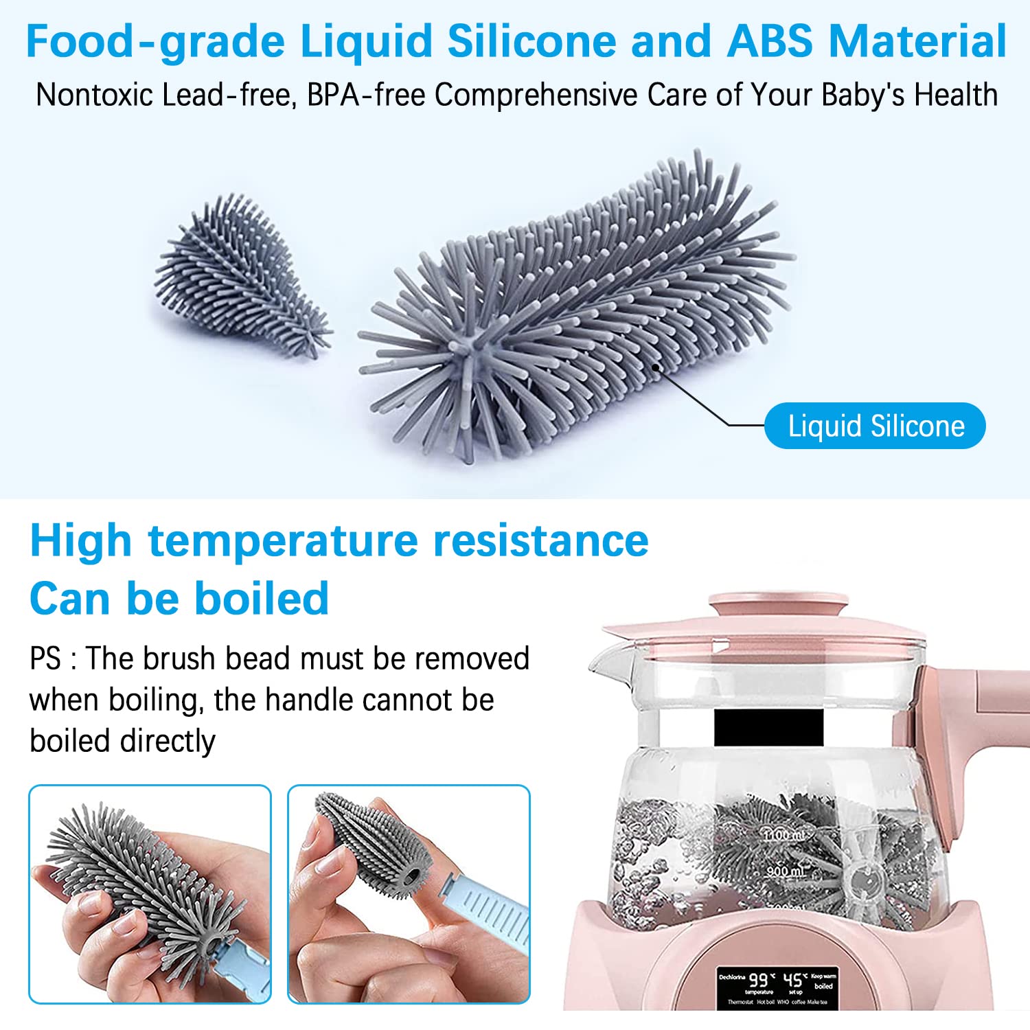 Portable Baby Bottle Brush Travel Set - Silicone Nipples Cleaner & Mini Drying Rack | Newborn Essentials for On-the-Go Parents | Perfect for Travel, Daycare & Home Use
