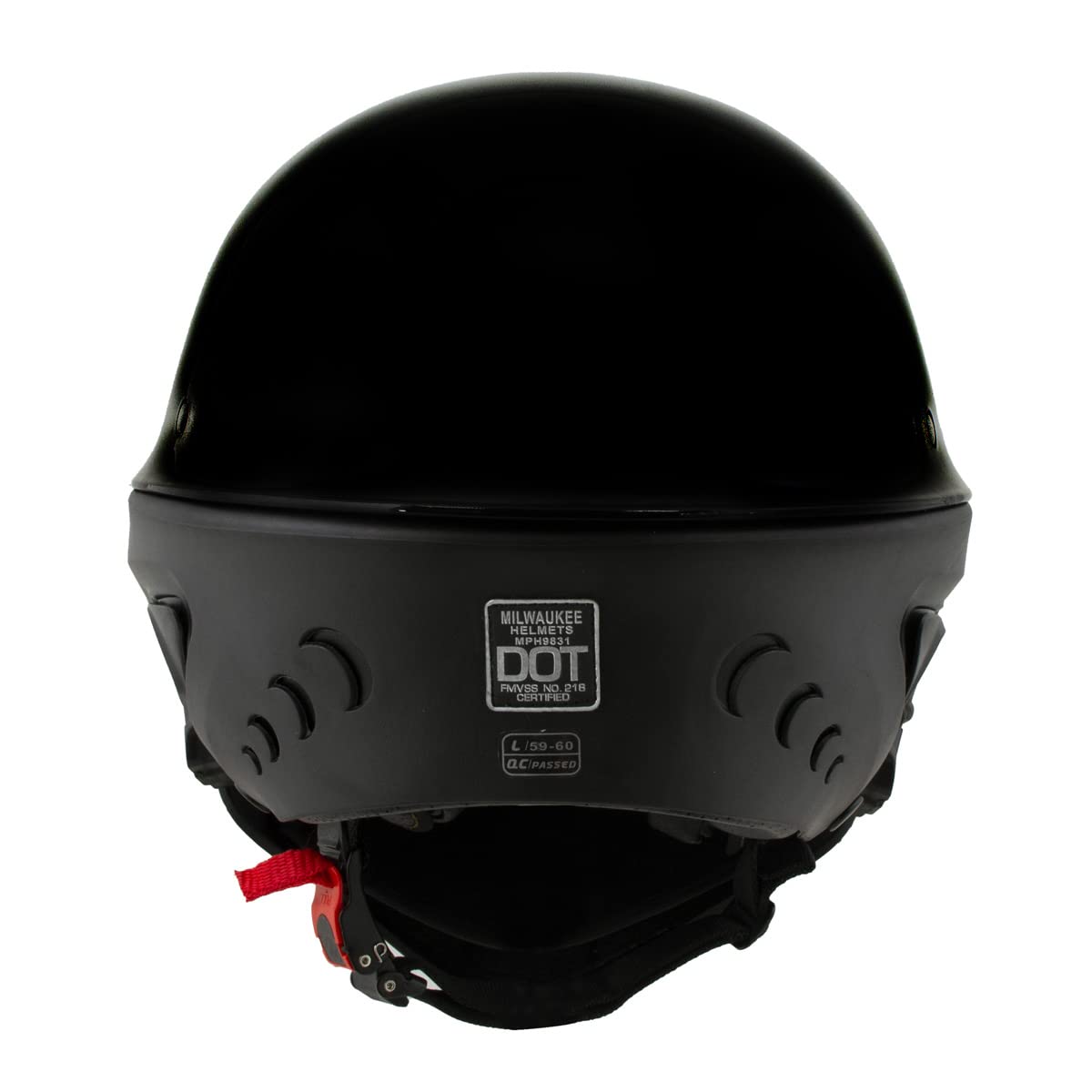 Milwaukee MPH9831DOT Rascal 3/4 Open Face Motorcycle Helmet - DOT Approved Gloss Black 2-in-1 Biker Helmet for Men (X-Large) - Perfect for Cruiser Riding & Urban Commuting