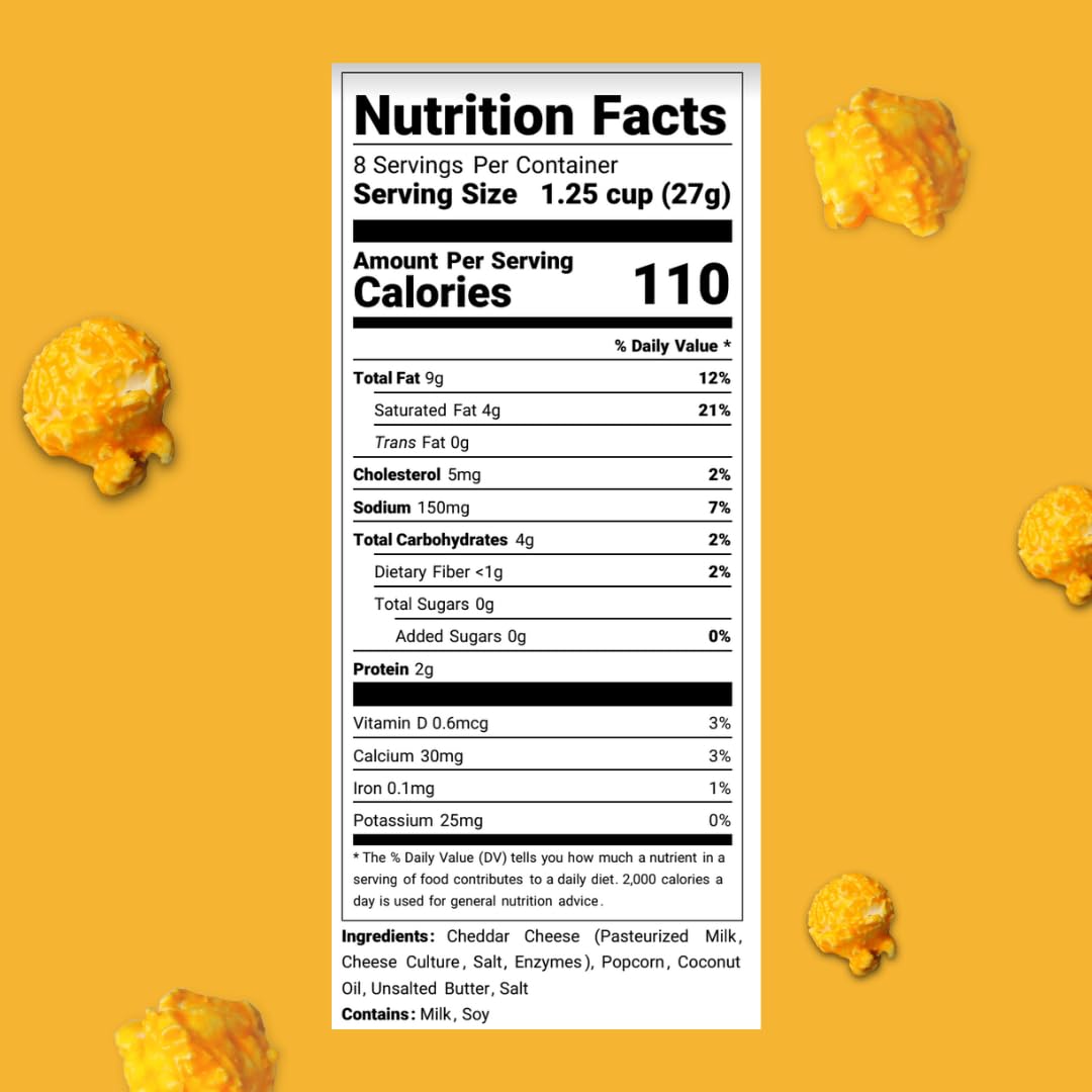 Uncle Myron's Gourmet Cheddar Cheese Popcorn - 9 oz Gluten Free Snack Bag | Perfect for Movie Nights, Parties & Office Snacks