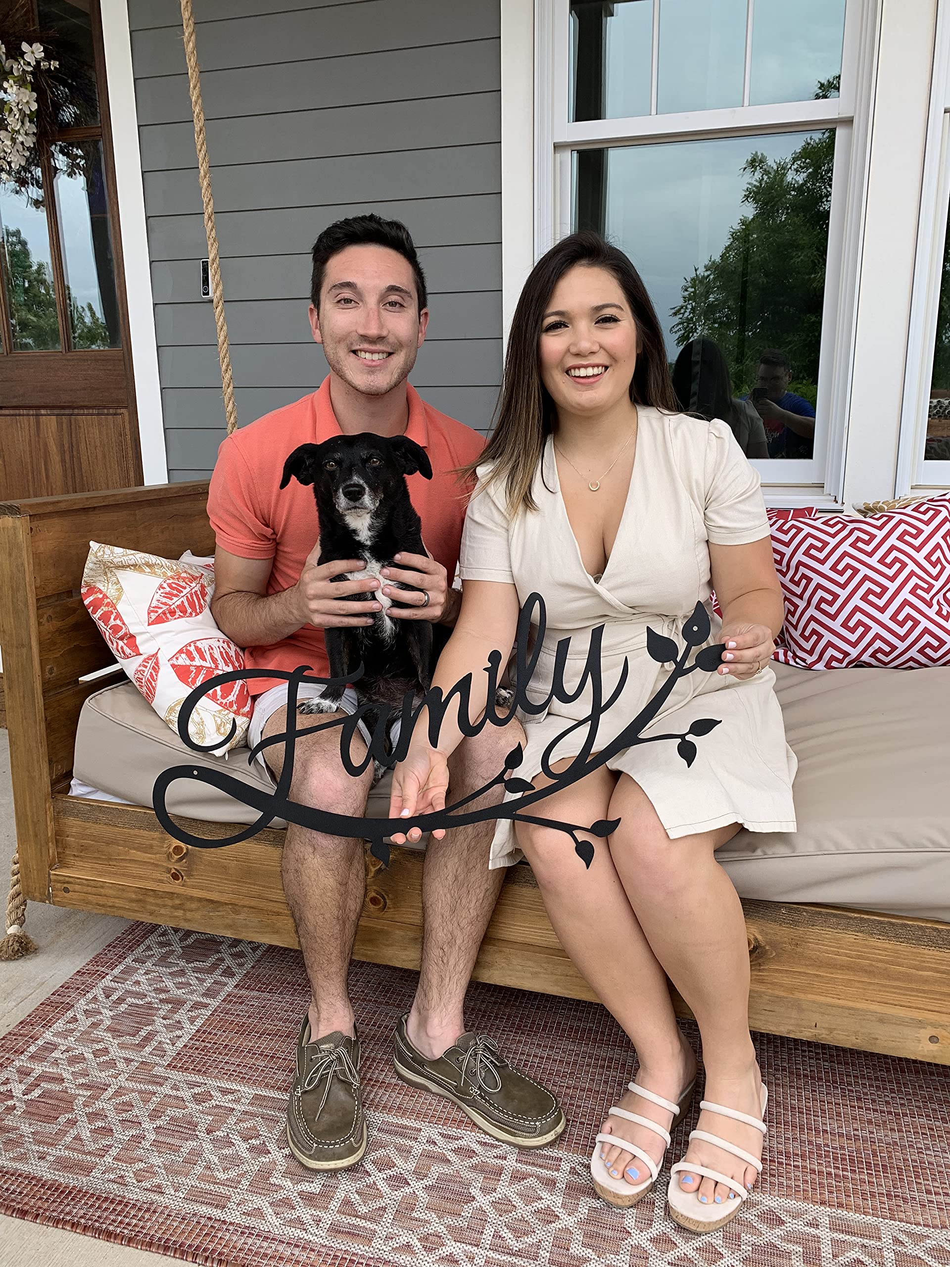 Riverside Designs Family Cursive Word Metal Wall Sign - Heavy Duty Home Decor for Living Room, Bedroom & Office - Made in USA - Black 36 Inch - Perfect for Farmhouse, Rustic & Modern Interior Design