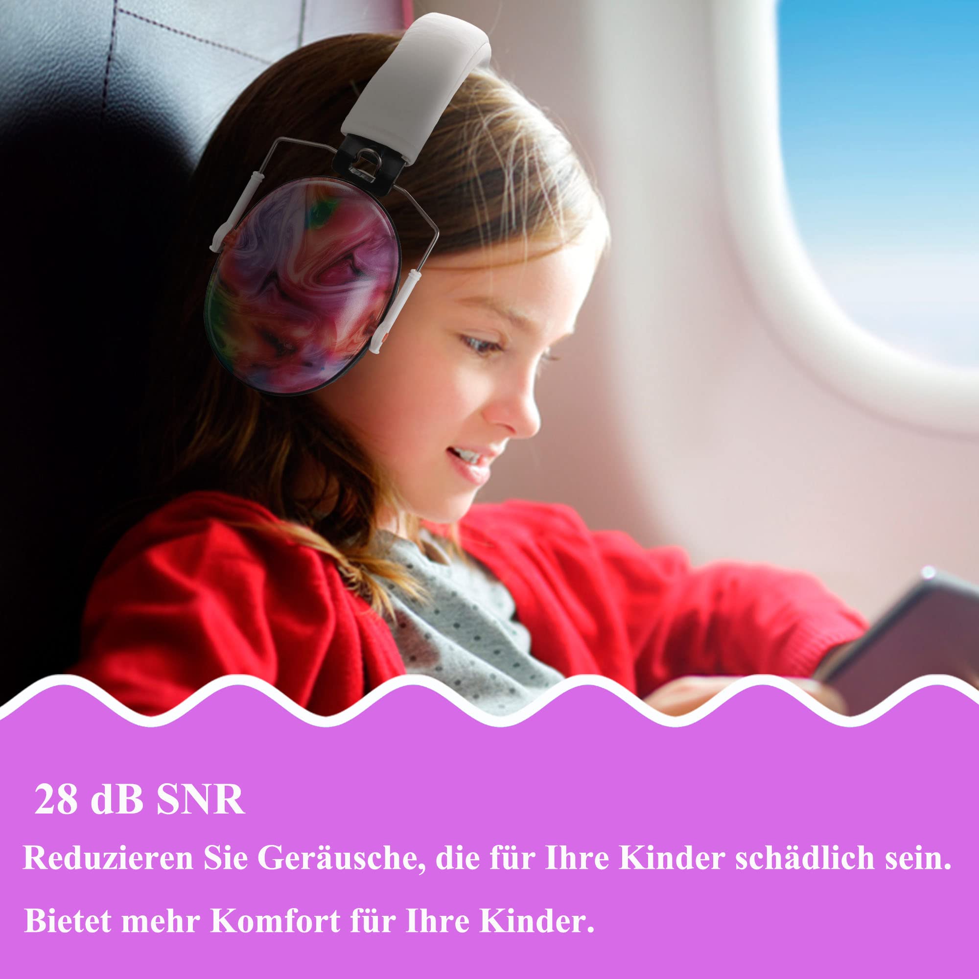 PROTEAR Kids Noise Cancelling Headphones, Adjustable & Foldable Ear Muffs for Children with 28dB SNR Hearing Protection - Perfect for Sports Events, Concerts, Travel & Loud Environments