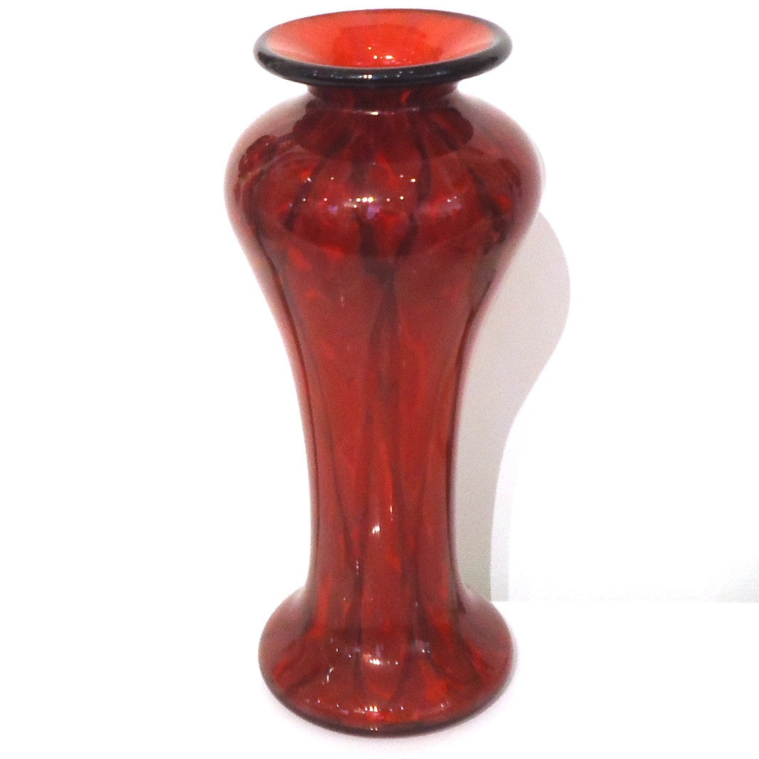 Elegant Red Glass Vase with Black Rim - Modern Home Decor for Centerpieces, Wedding Decorations & Living Room Accents