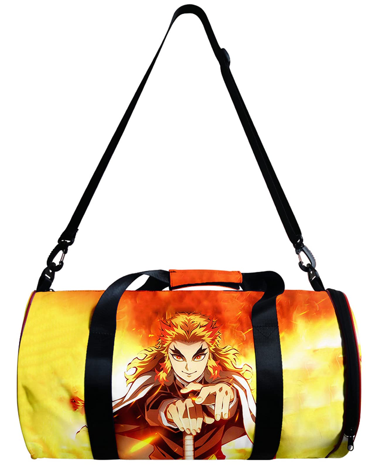 Anime Demon Slayer Gym Bag Large Capacity - Manga Kimetsu No Yaiba Sports Duffel Bag with Shoe Compartment (Kyojuro Rengoku) - Perfect for Gym, Travel & Cosplay