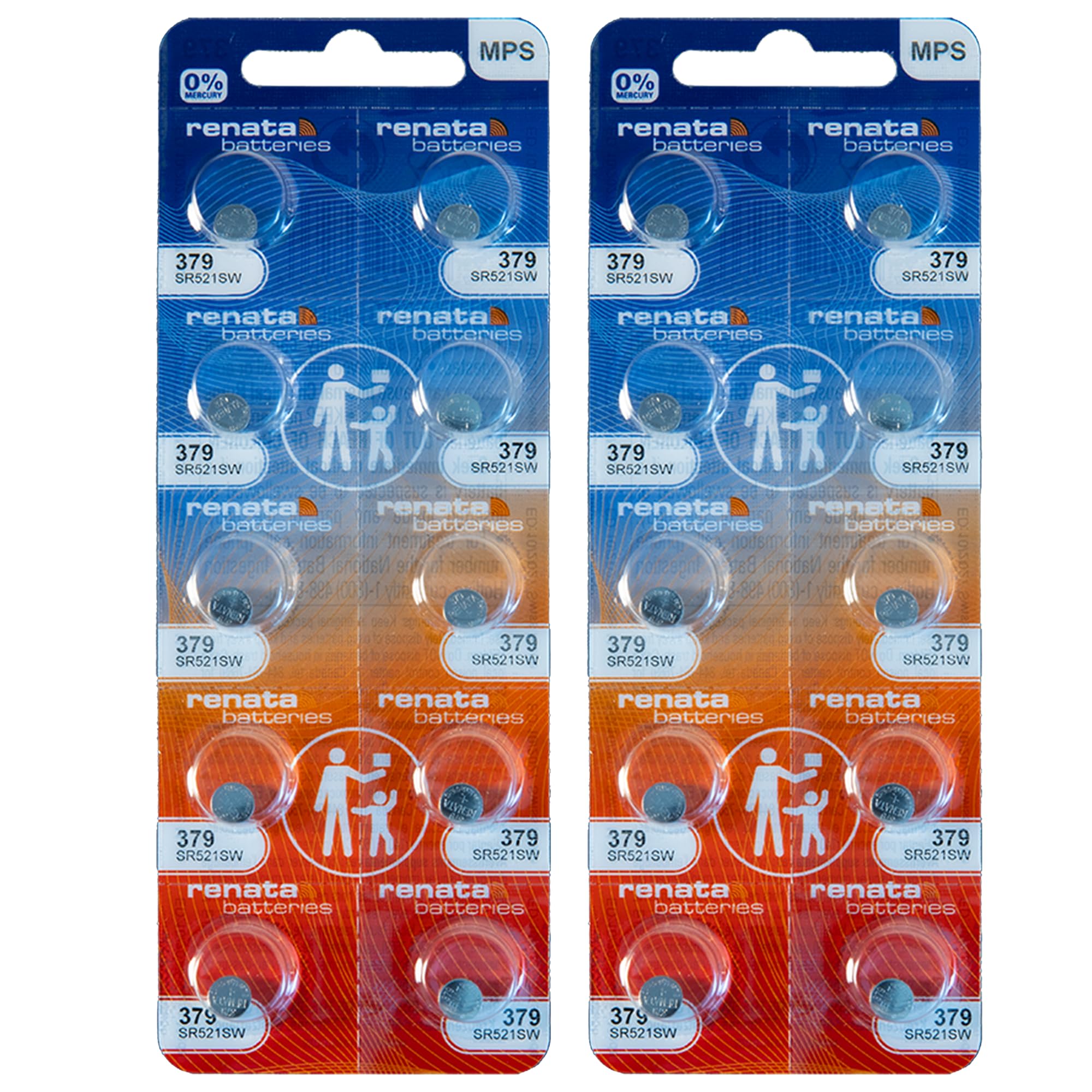 Renata 379 SR521SW Silver Oxide Watch Batteries - 1.55V Long-Lasting Power (20-Pack) for Watches, Calculators & Small Electronics | Perfect Replacement for Timex, Casio & More