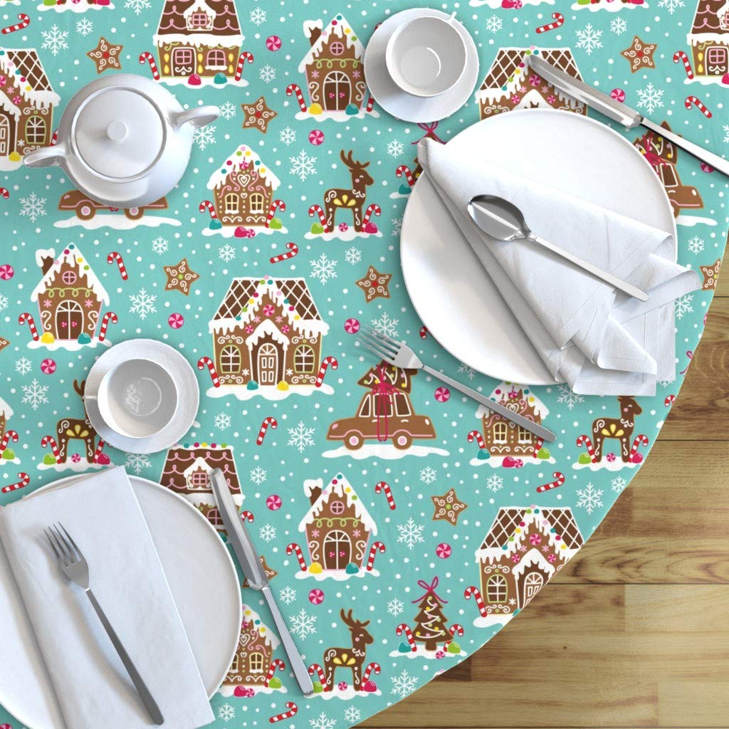 Custom Gingerbread Winter Village Christmas Tablecloth - 90