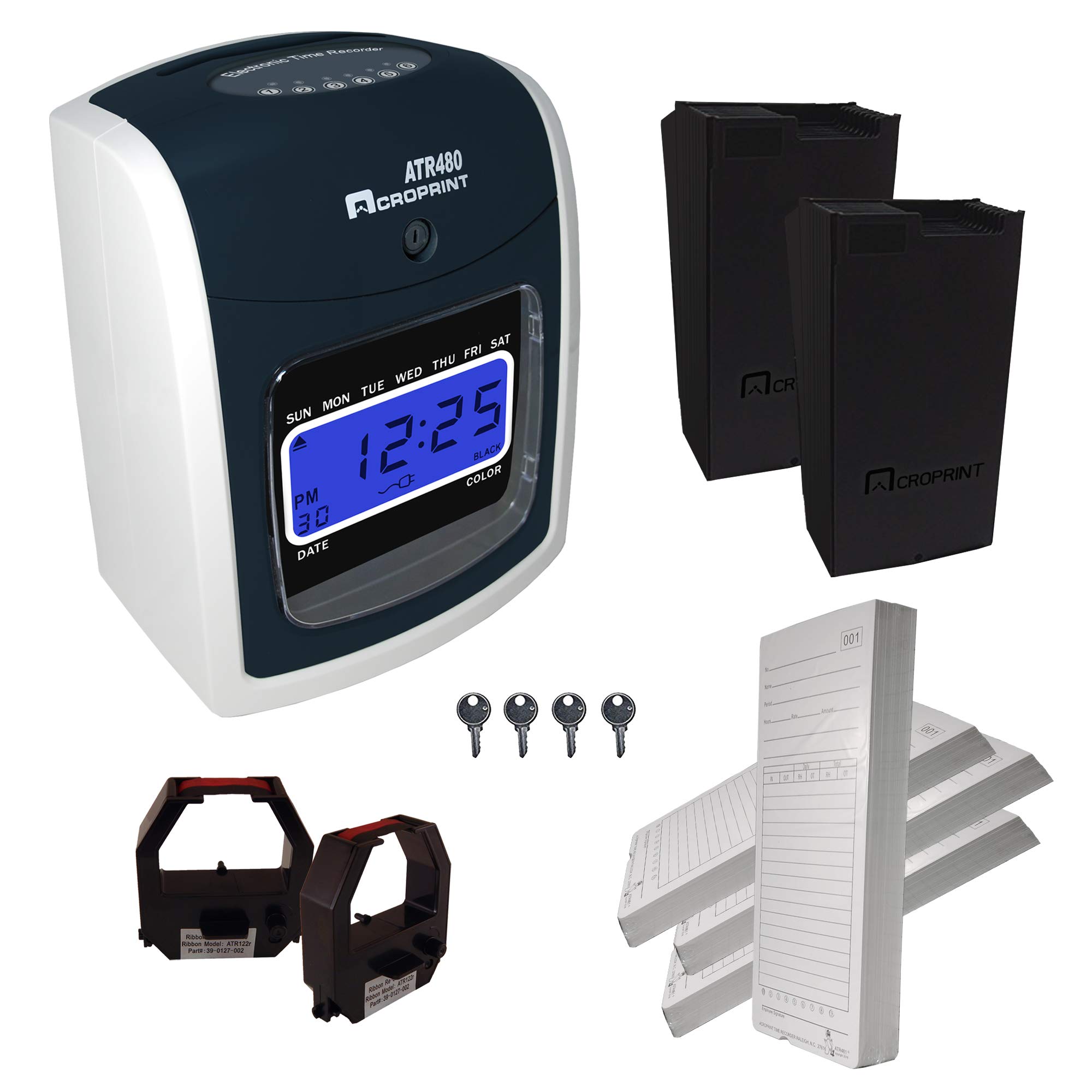 Acroprint ATR480 Totalizing Time Clock Machine - Automatic Employee Attendance Recorder for Small Business with Cards & Ribbon | Perfect for Office, Retail & Warehouse Time Tracking