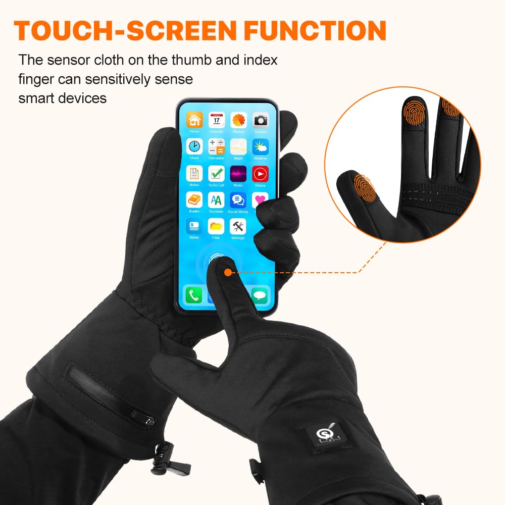SAVIOR HEAT Rechargeable Heated Gloves for Women & Men - 7.4V 2200mAh Battery, Touchscreen Compatible, Ultra-Thin Warm Winter Gloves for Skiing, Hiking, Cycling, Camping, Skating - Perfect for Outdoor Sports in Cold Weather