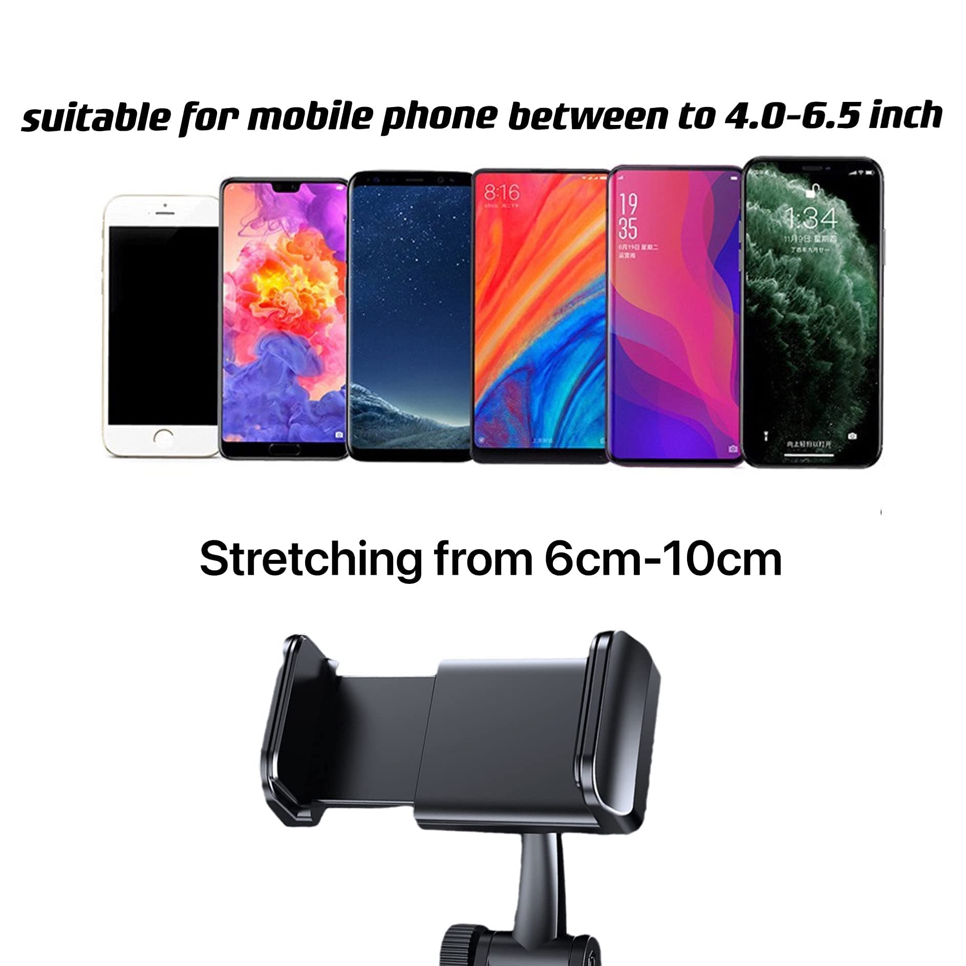 Universal Car Phone Holder Mount - 270° Swivel Adjustable Rear View Mirror Phone Bracket Stand for iPhone Samsung Galaxy Smartphones | Secure Grip, Hands-Free Driving, Road Trip Essential (Black)