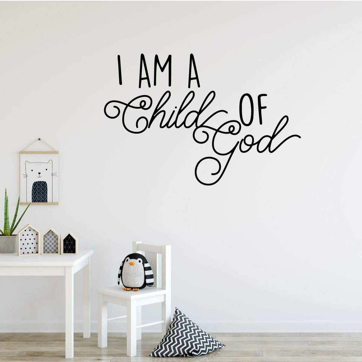 I Am a Child of God Vinyl Wall Decal - Inspirational Christian Home Decor for Playroom, Nursery, Kids Bedroom & Church - Perfect for Sunday School, Baptism Gifts & Faith-Based Room Decor