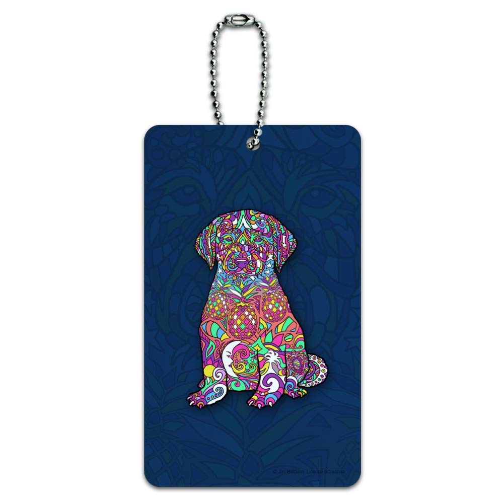 Personalized Labrador Puppy Dog Mosaic Luggage Tag - Durable Suitcase ID Tag for Travel, Carry-On Bags & Backpacks | Perfect Gift for Pet Lovers