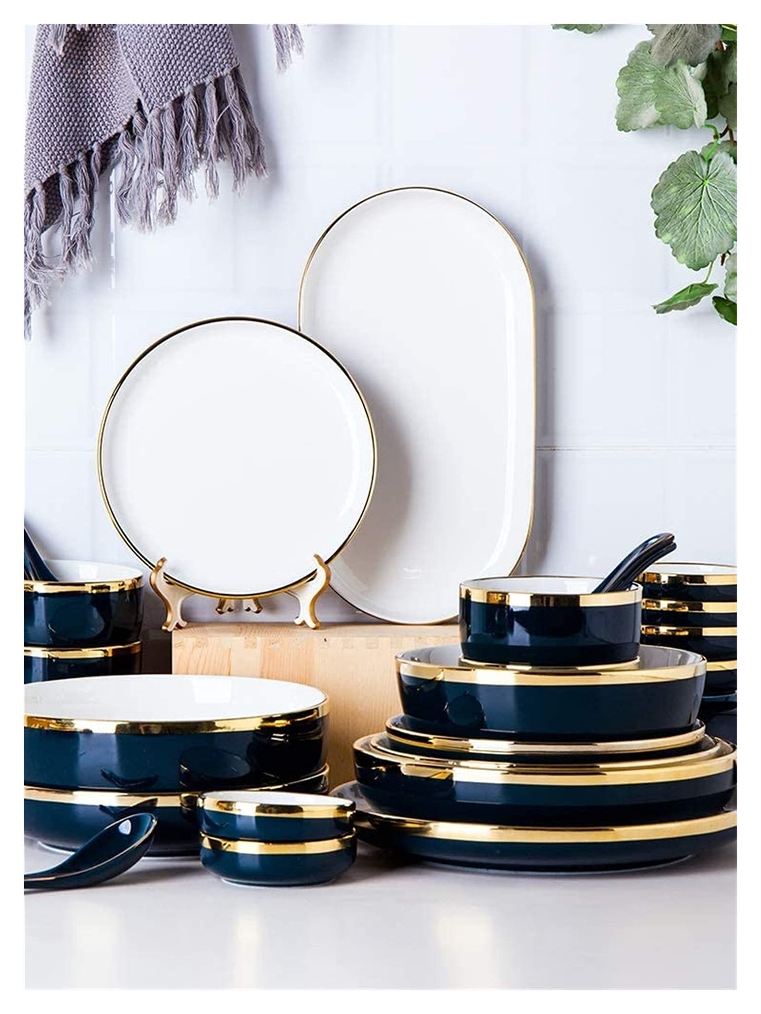 54-Piece Nordic White Ceramic Dinnerware Set - Fine Porcelain European-Style Phnom Penh Tableware for 6-10 People - Elegant Dinnerware for Home, Restaurant & Special Occasions