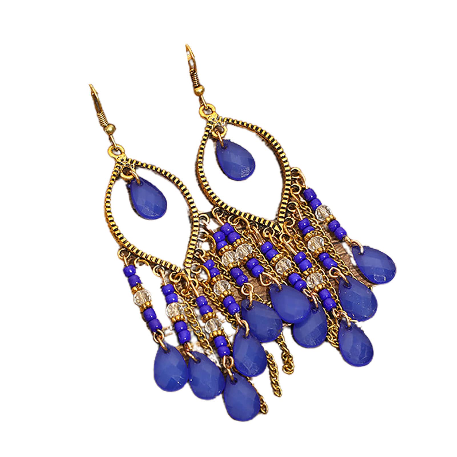 Bohemian Style Ultra Long Waterfall Dangle Earrings for Women - Elegant Handmade Ear Pendants, Perfect for Parties, Weddings & Special Occasions