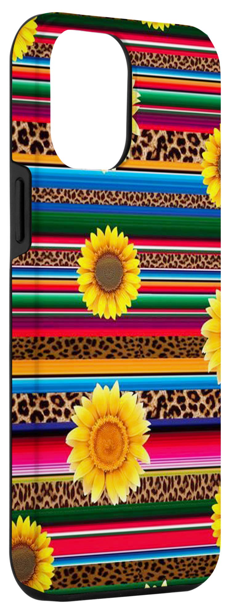 iPhone 12 Pro Max Case - Mexican Serape Leopard Sunflower Striped Pattern Protective Cover | Durable Slim Fit Phone Case for Everyday Use, Travel & Outdoor Activities