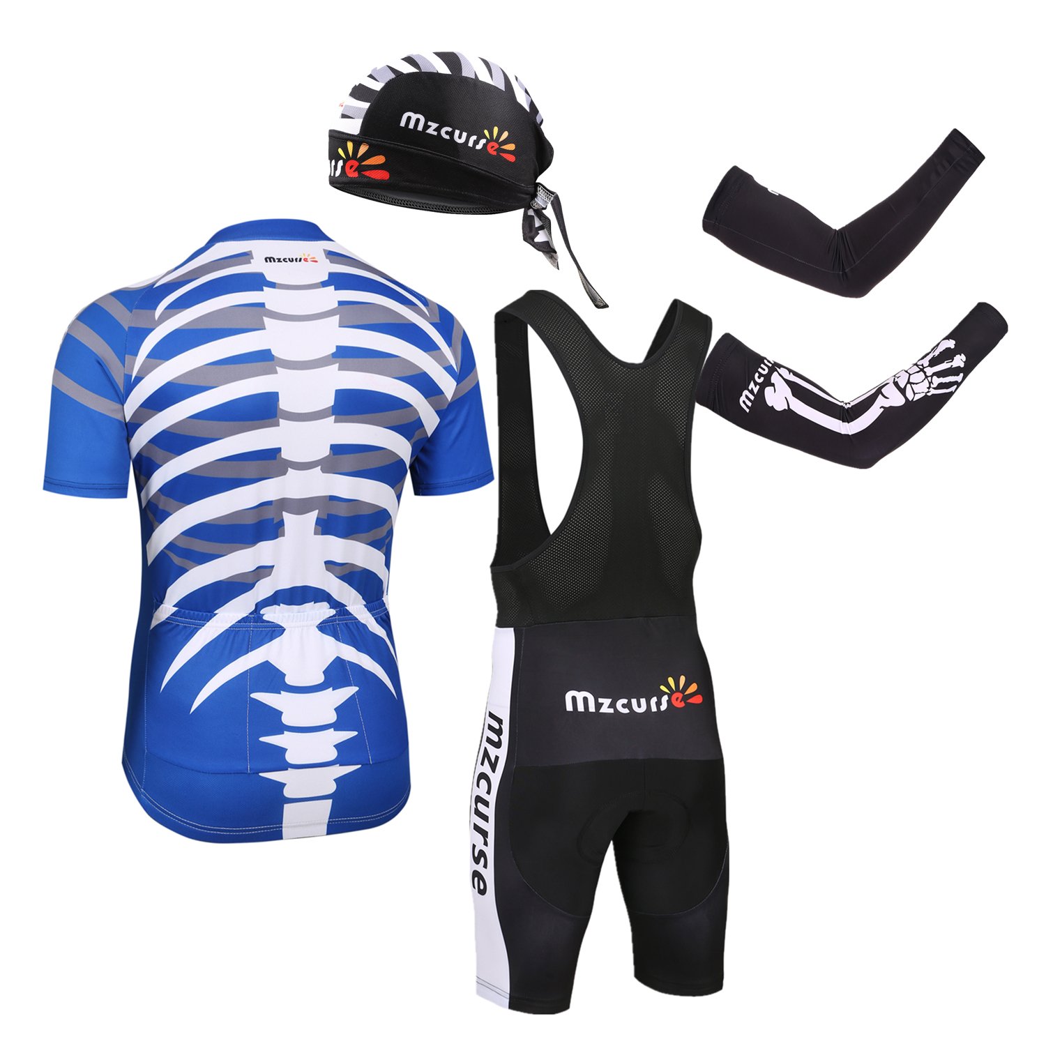 Women's Cycling Jersey Bib Shorts Set with Padded Shorts, Cap & Arm Warmers - Comfortable Bike Riding Outfit for Road & Mountain Biking