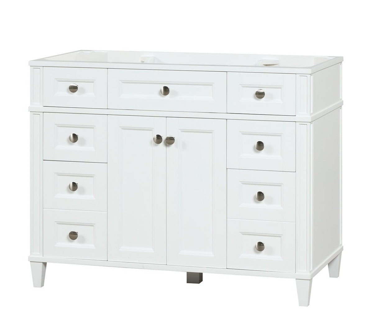 Kensington 41.5 Inch Solid Wood Bathroom Vanity in Bright White - Cabinet Only | Perfect for Modern Master Bath & Powder Room Remodeling