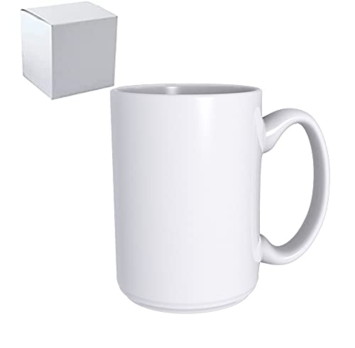 QOMOLANGMA 15 oz Sublimation Blank Ceramic Coffee Mugs - 36 Pack White Mugs for Custom Printing, Bulk Wholesale - Perfect for DIY Gifts, Office Use & Coffee Shops