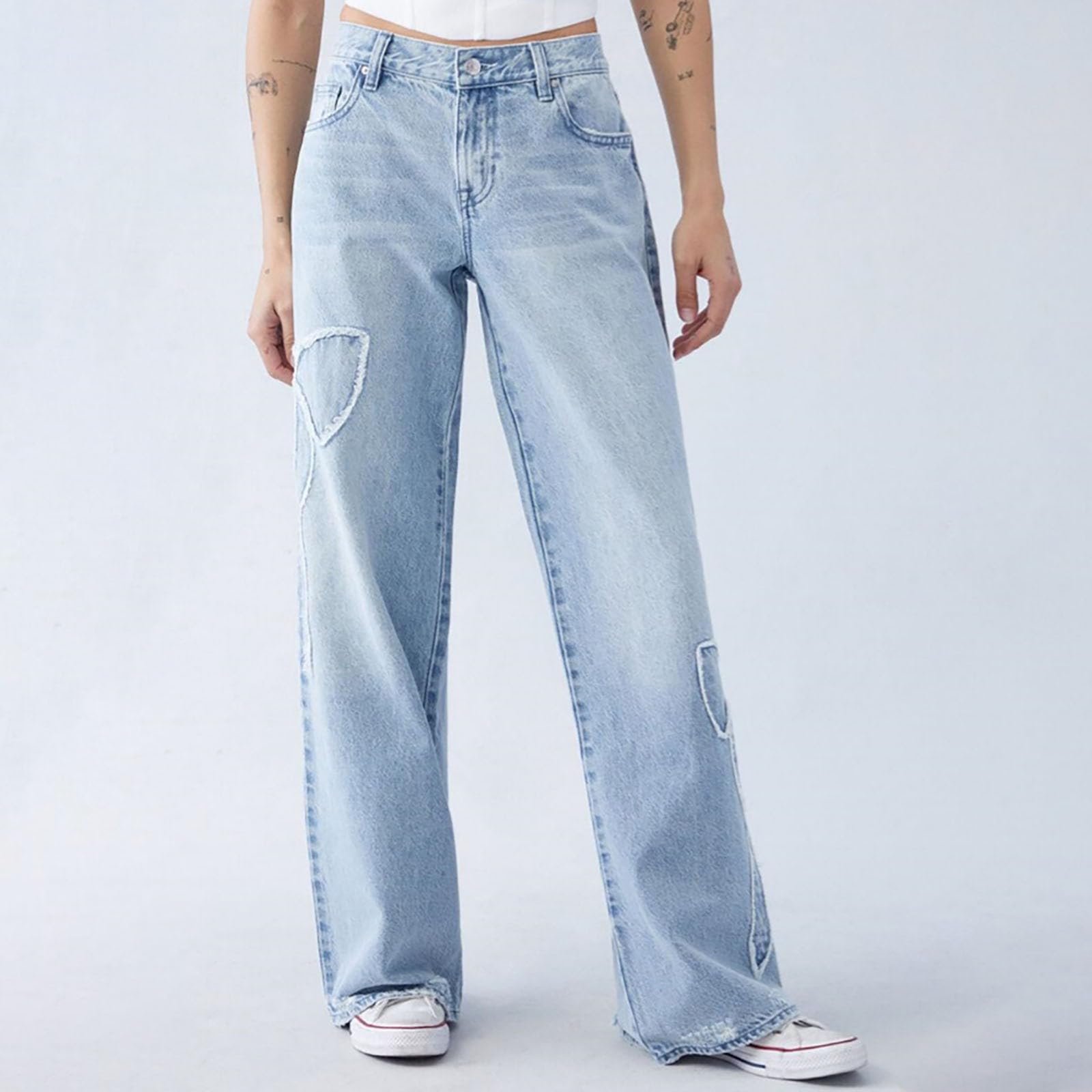 Low Waist Baggy Jeans for Women - Wide Leg Boyfriend Style for Casual Outfits