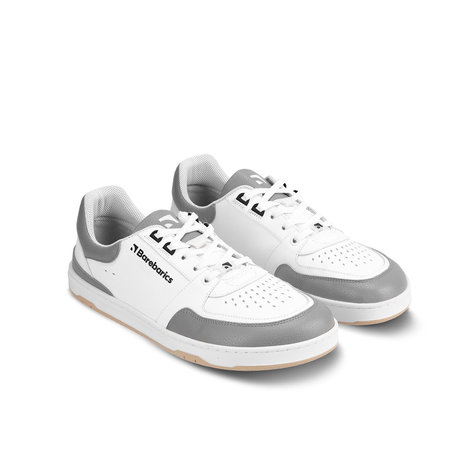 Barefoot Sneakers Barebarics Wave - White & Grey Minimalist Shoes for Men & Women | Lightweight & Flexible for Running, Walking & Gym Workouts
