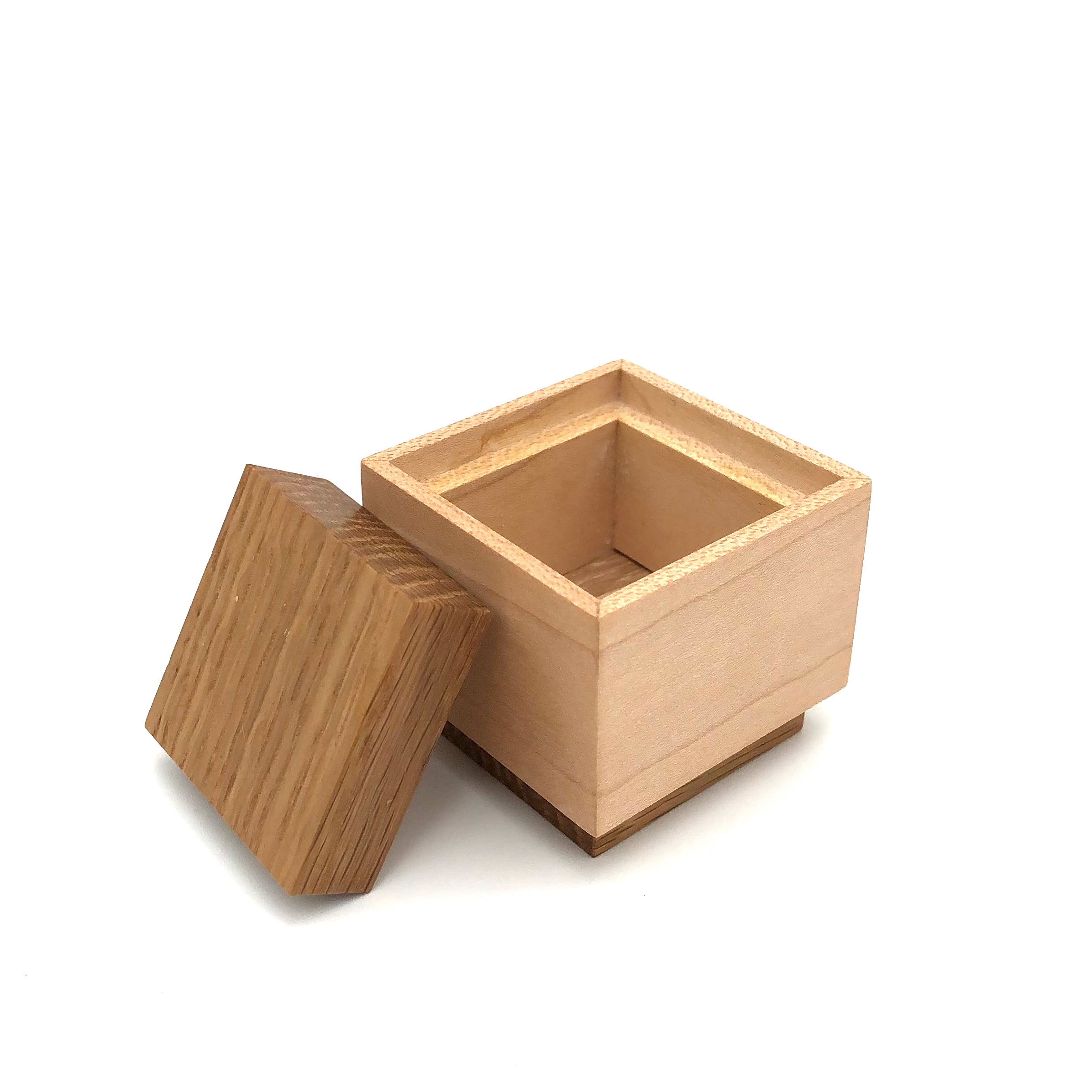 Handcrafted Wooden Jewelry Box - Premium Maple & White Oak Tiny Storage Box #B7 - Perfect for Rings, Earrings & Small Keepsakes