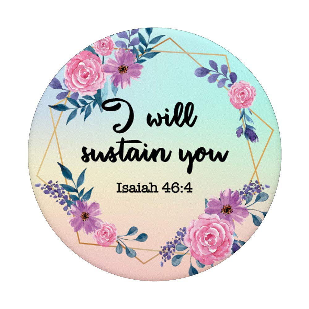 Floral Christian Bible Verse Phone Grip - Isaiah 46:4 Scripture Gift for Women Girls, Perfect for Bible Study, Church, Prayer & Daily Encouragement