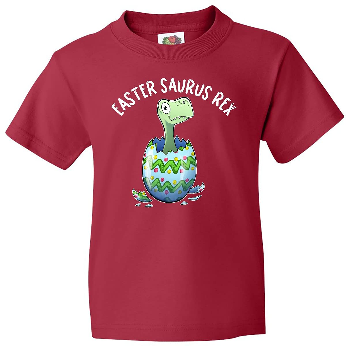 Inktastic Easter Saurus Rex Dinosaur Hatching Easter Egg Youth T-Shirt - Fun Dino Themed Easter Gift for Kids & Teens - Perfect for Easter Celebrations, Egg Hunts & School Events