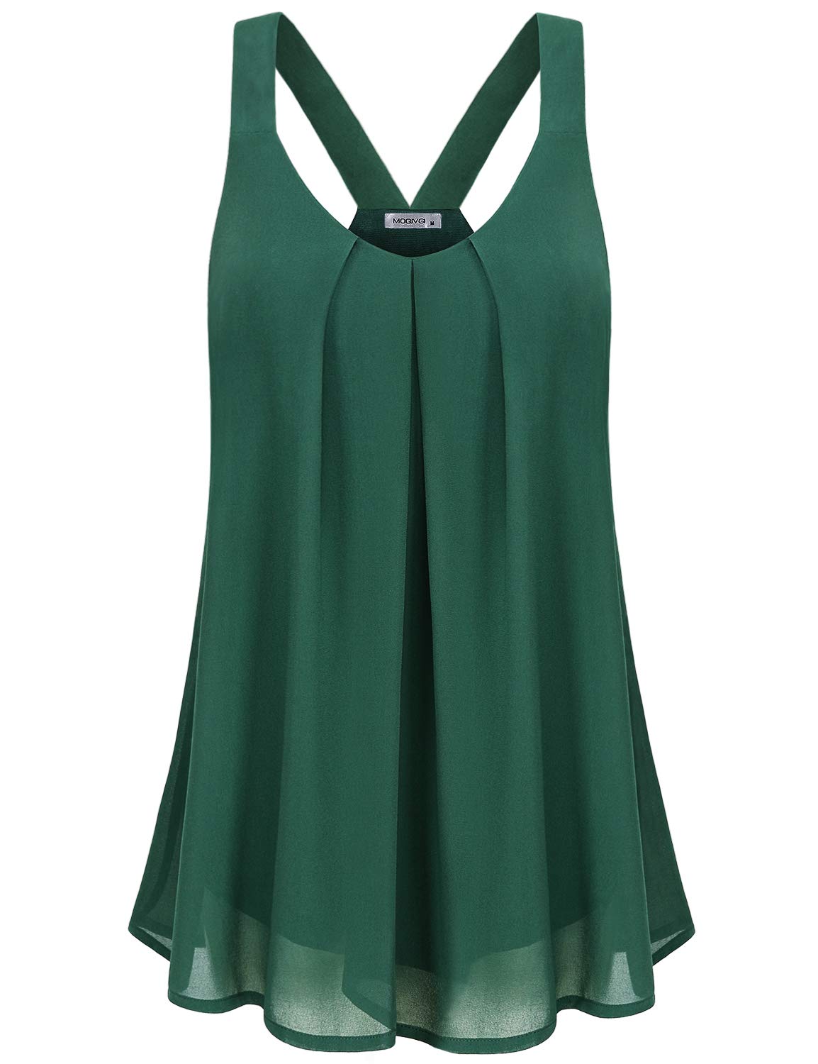 MOQIVGI Women's Flowy V-Neck Chiffon Tank Top - Double Layer Summer Casual Dressy Tops for Women | Perfect for Beach, Office & Date Night Outfits