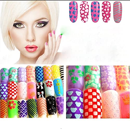 Reusable Nail Art Stencils - 24 Sheets French Tip Vinyl Decals for DIY Manicure | Hollow Design for Creative Nail Decoration | Perfect for Home Salon, Party Nails & Gift Ideas