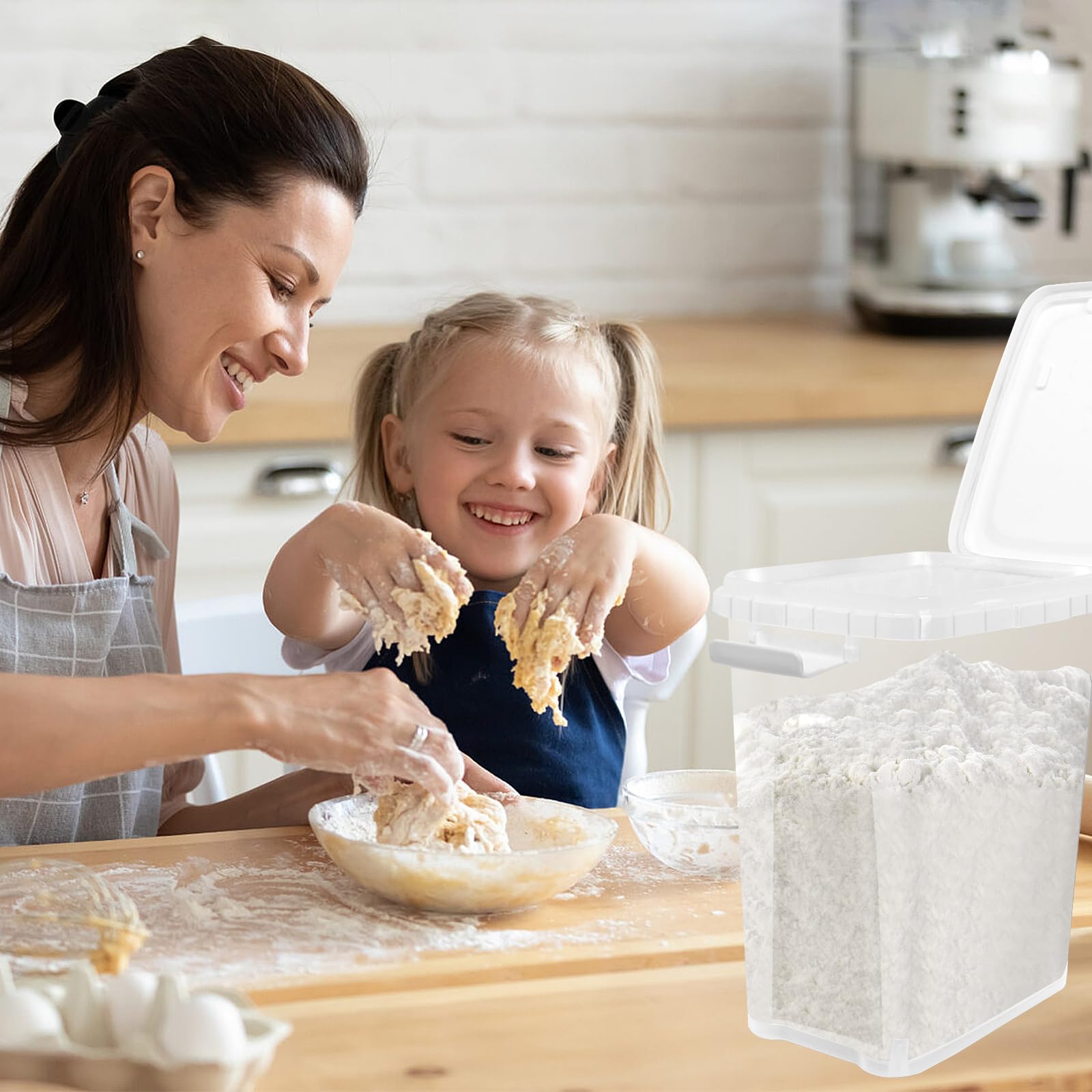 Airtight 15 Lbs Rice Storage Container with Scoop - Food Grade Plastic Flour & Cereal Dispenser - Kitchen Pantry Organizer for Dry Food (Rice, Sugar, Flour) - Perfect for Meal Prep & Bulk Food Storage