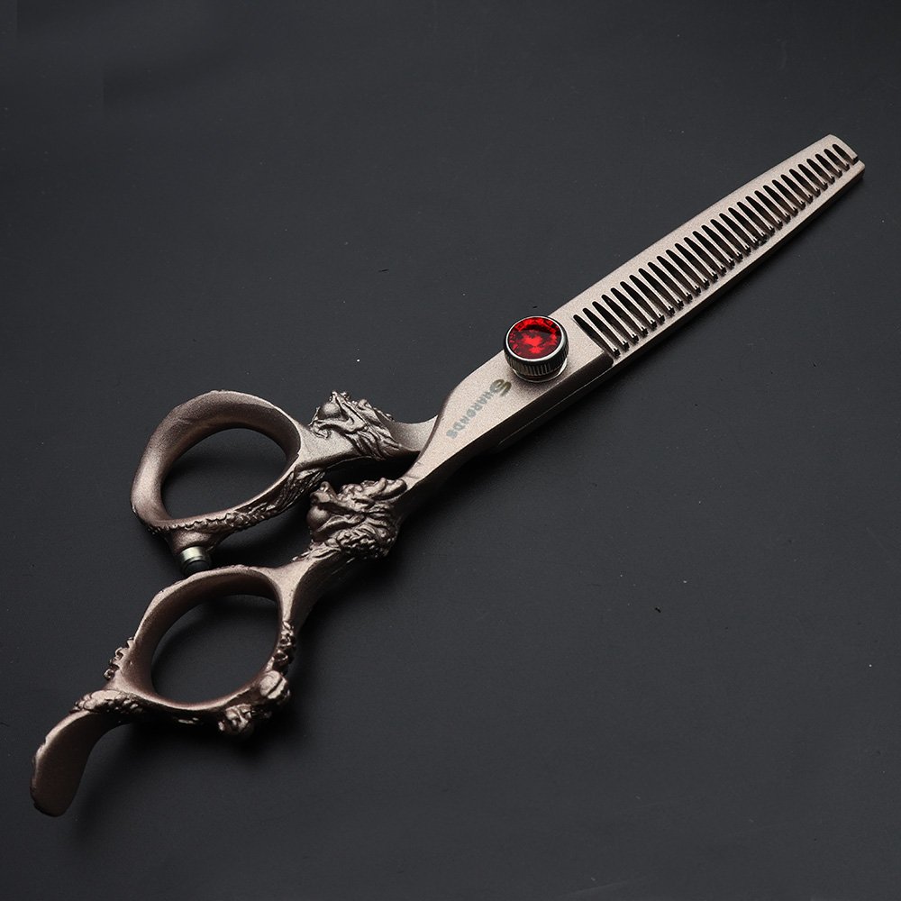 Professional 6 Inch Hair Cutting Scissors & Thinning Shears Set - Japan 440C Stainless Steel, Rose Gold - Precision Hairdressing Tools for Salon & Home Styling